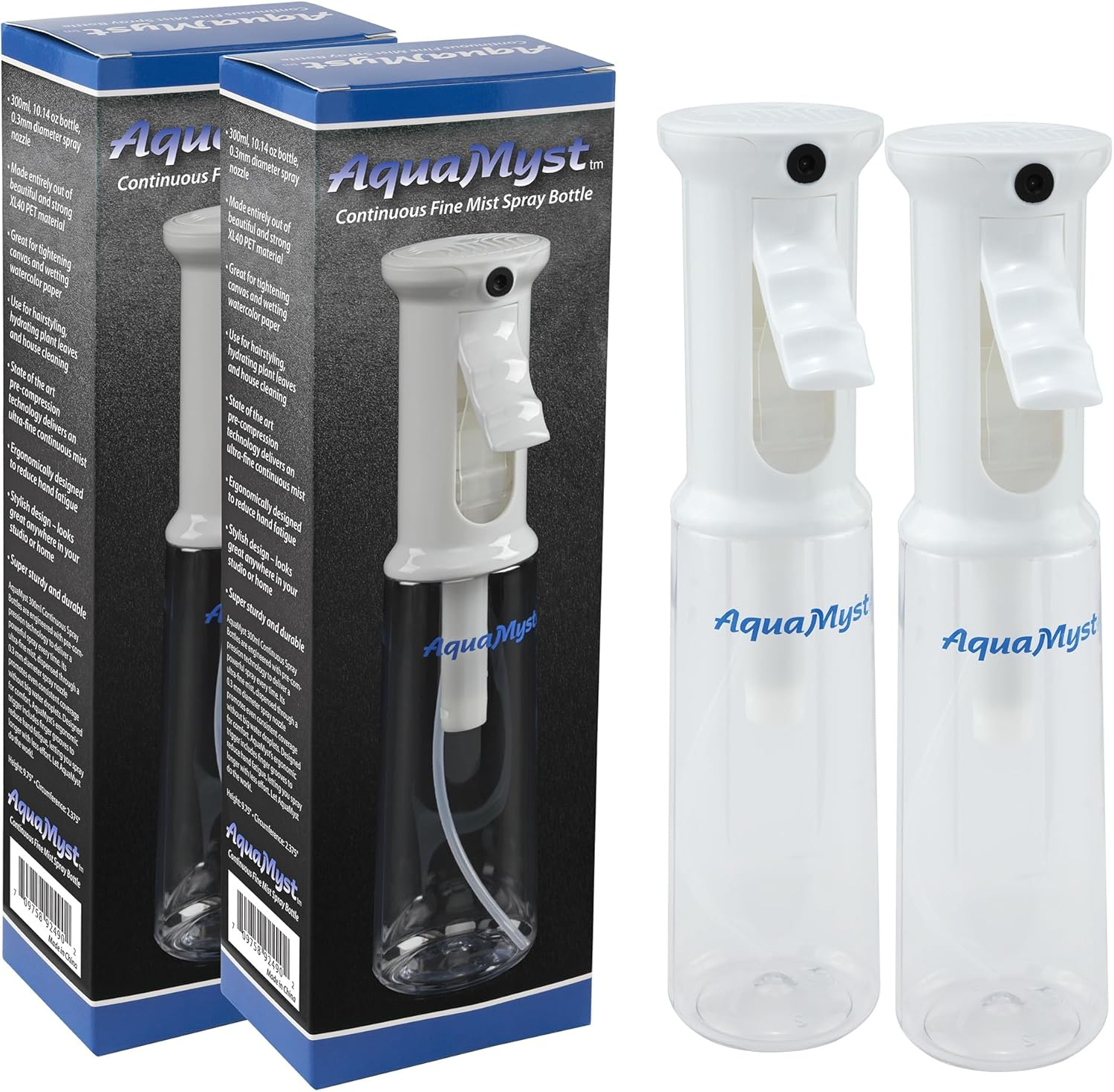 Creative Mark Aquamyst 300 Ml Continuous Mist Spray Bottle - 2-Pack - Ergonomic Plant Mister - Water Mister Spray Bottle W/Pre-Compression Technology, Drip-Free 0.3 Mm Nozzle, Clear 10.14 Oz Bottles image number 5