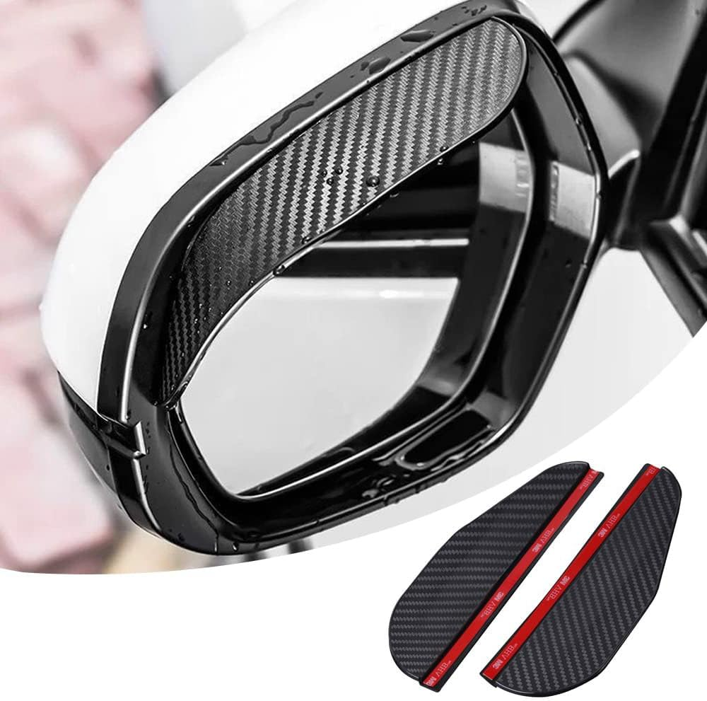 Custelen Universal Fit Car Side Mirror Rain Guards - Mirror Rain Visor Eyebrow Covers (2 Pack) image number 5