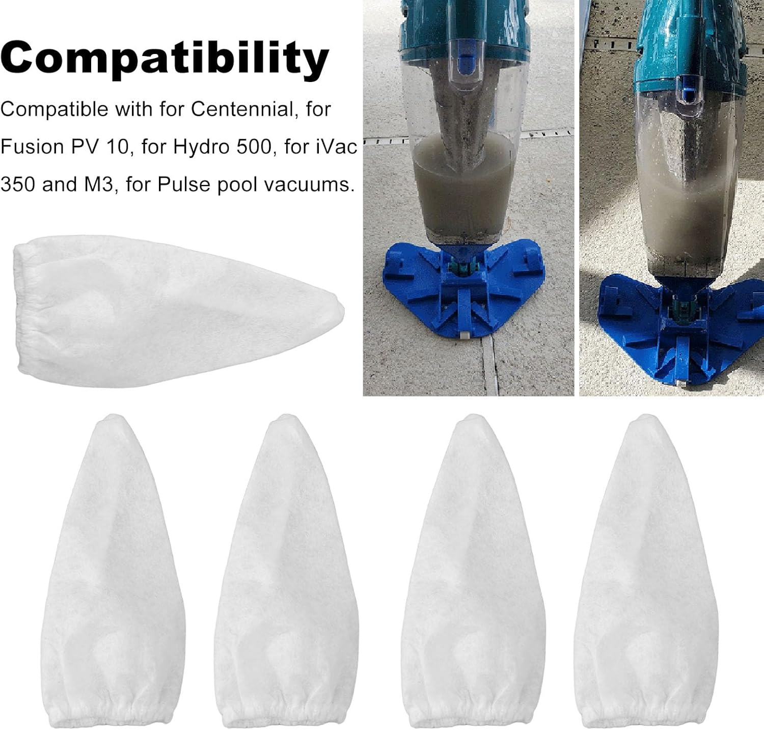 5PCS Pool Vacuum Filter Bag, Pool Vacuum Cleaner Filter Bag, Pool Blaster Filter for Vacuum Cleaner Accessories image number 2