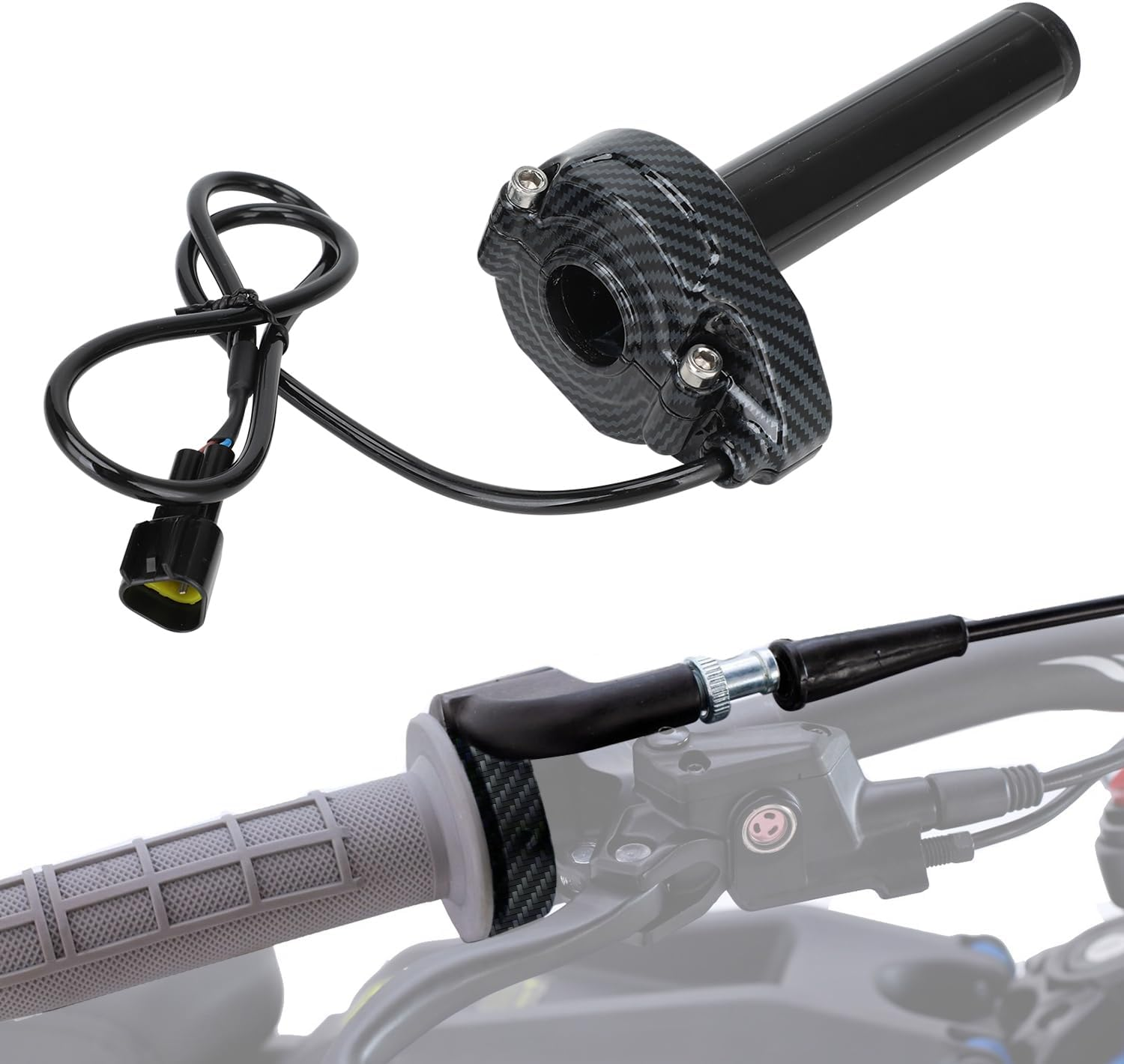 IUVWISN Electric Dirt Bike Throttle for Surron, Twist Handle Throttle Cable for Sur Ron Light Bee X LBX E-Ride Pro SS/S Imitation Carbon Fiber