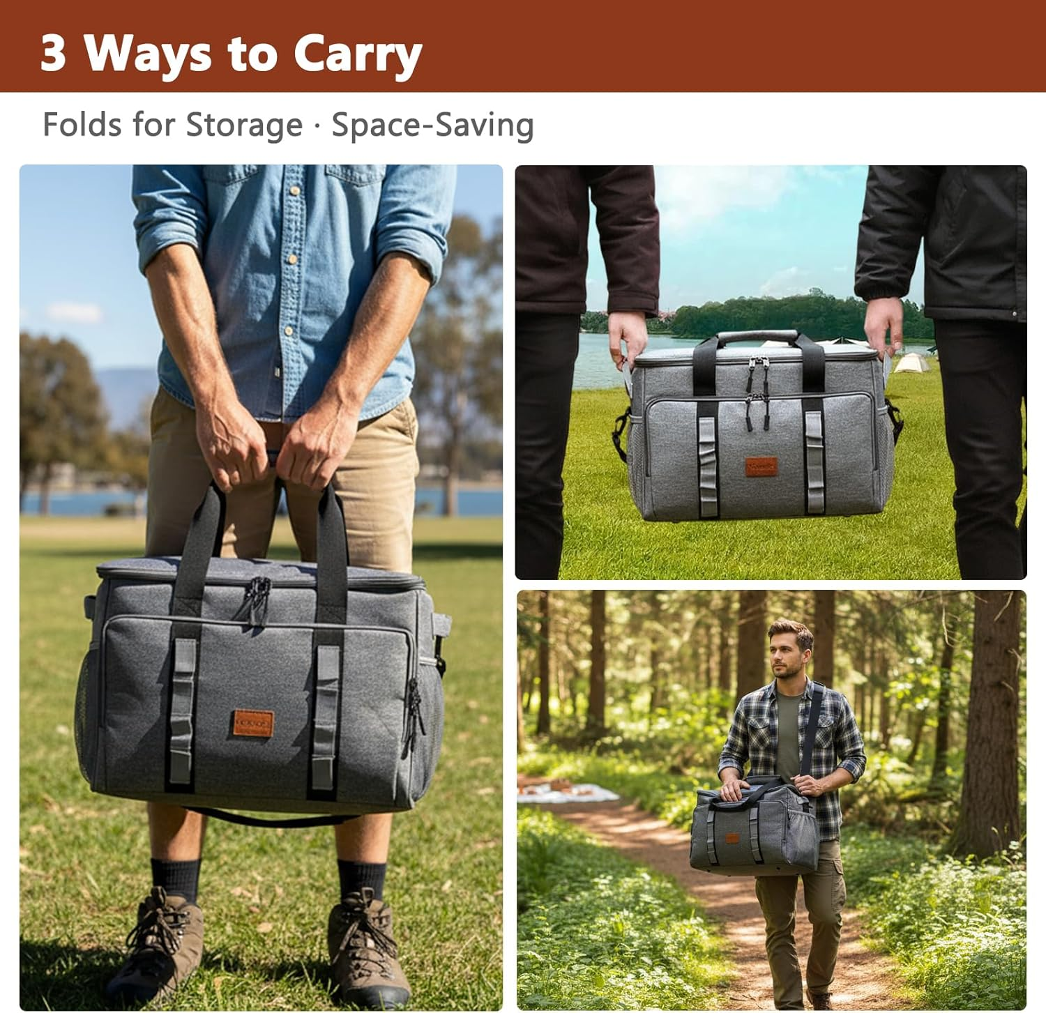 35L Cooler Bag, Picnic Bag, Thickened Lunch Bag, Foldable, Waterproof, Leak-Proof, Insulated Bag for Drinks and Food, Suitable for Camping, Hiking, Beach, BBQ, Picnic image number 2