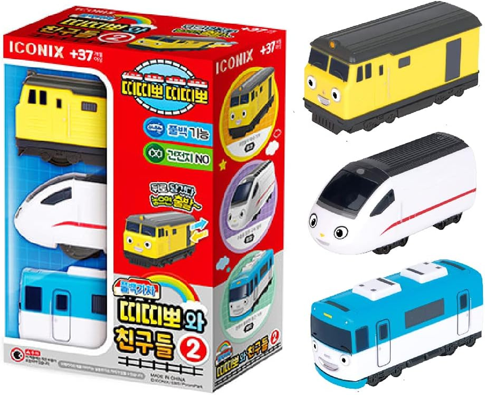 Pull Back Car Train Toy - Titipo and Friends 3 Vehicles Set Christmas Birthday Gifts for Kids and Toddlers Boys and Girls 3 Years and up (No. 2 Loco, Eric, Xingxing) image number 5