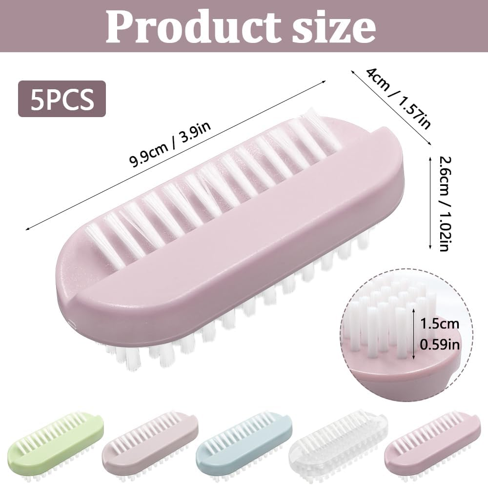 Aoyswuz 5 Pieces Nail Brushes Multicolor, Small Size Plastic Nail Brush Hard Bristles for Toes Nails Hands Cleaning Nail Art