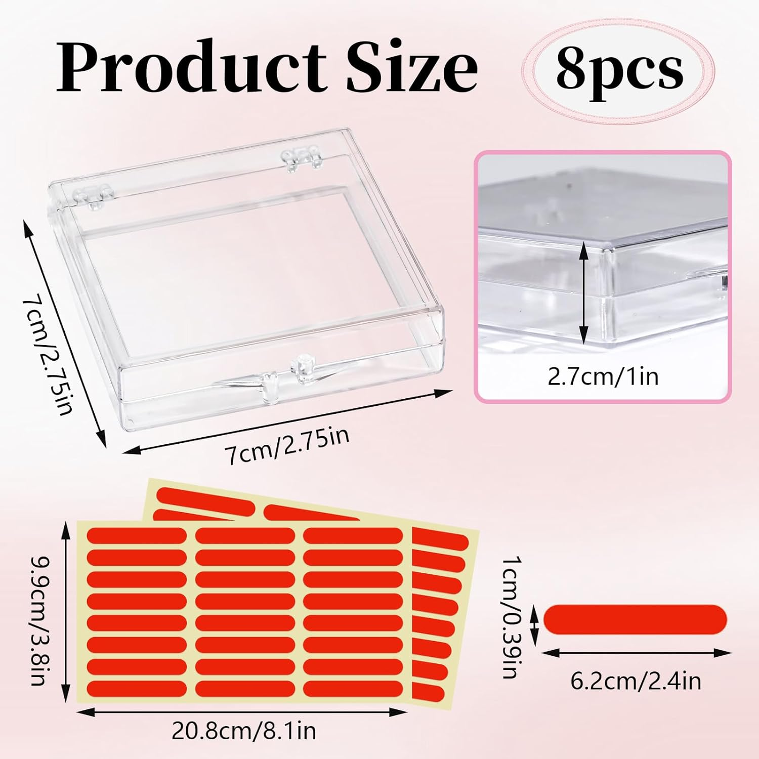 Koceci 8 Pack Press on Nail Organizer, Nail Packaging for Press Ons, Clear Plastic Fake Nail Holder Organizer Acrylic Nail Display Storage Box for Nail Business Art Salon (Transparent) image number 6