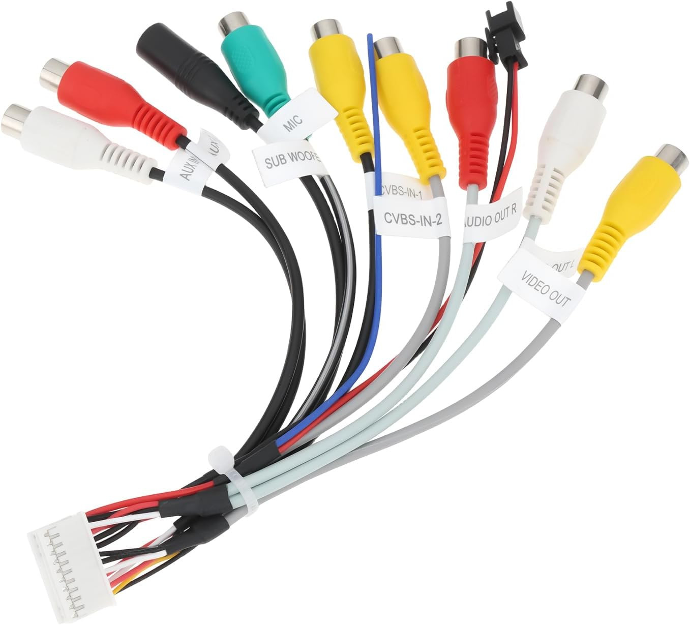 Be in Your Mind 20-Pin Car Stereo Radio RCA Output Wire Cables Compatible with Junsun Autoradio