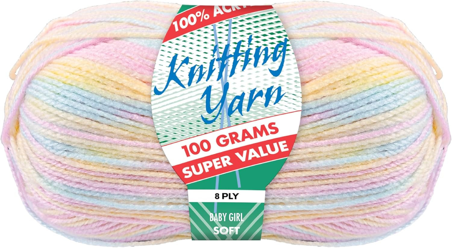 100% Acrylic 8-Ply Knitting Yarn 100 G, Baby Girl image number 1