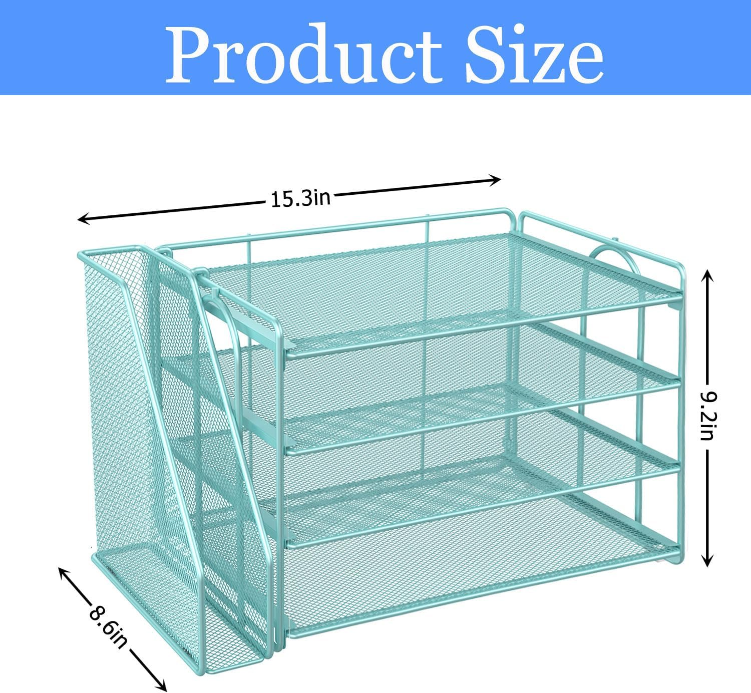 Gianotter 4-Tier Paper Organizer with Magazine Holder, Desk Organizers and Accessories, Desk Accessories & Workspace Organizers, File Organizer for Office Supplies Storag (Blue, 4-Tier) - Black image number 5