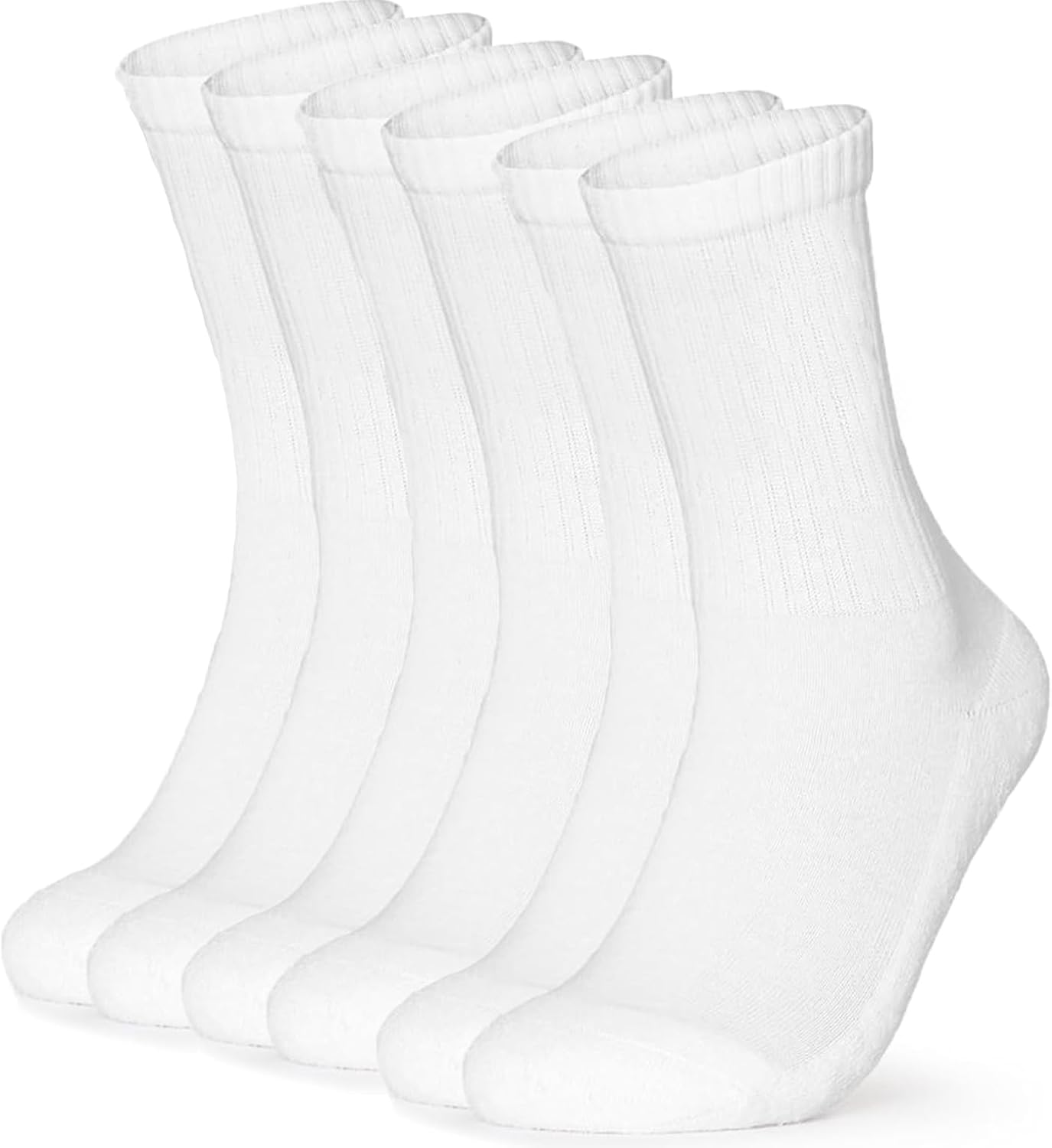 3-6 Pack White Crew Socks Women,Casual Athletic Aesthetic Socks Combed Cotton Socks for Women Granola Girls Clothes,H HOME-MART Womens Crew Lightweight Thin Casual Calf White Socks