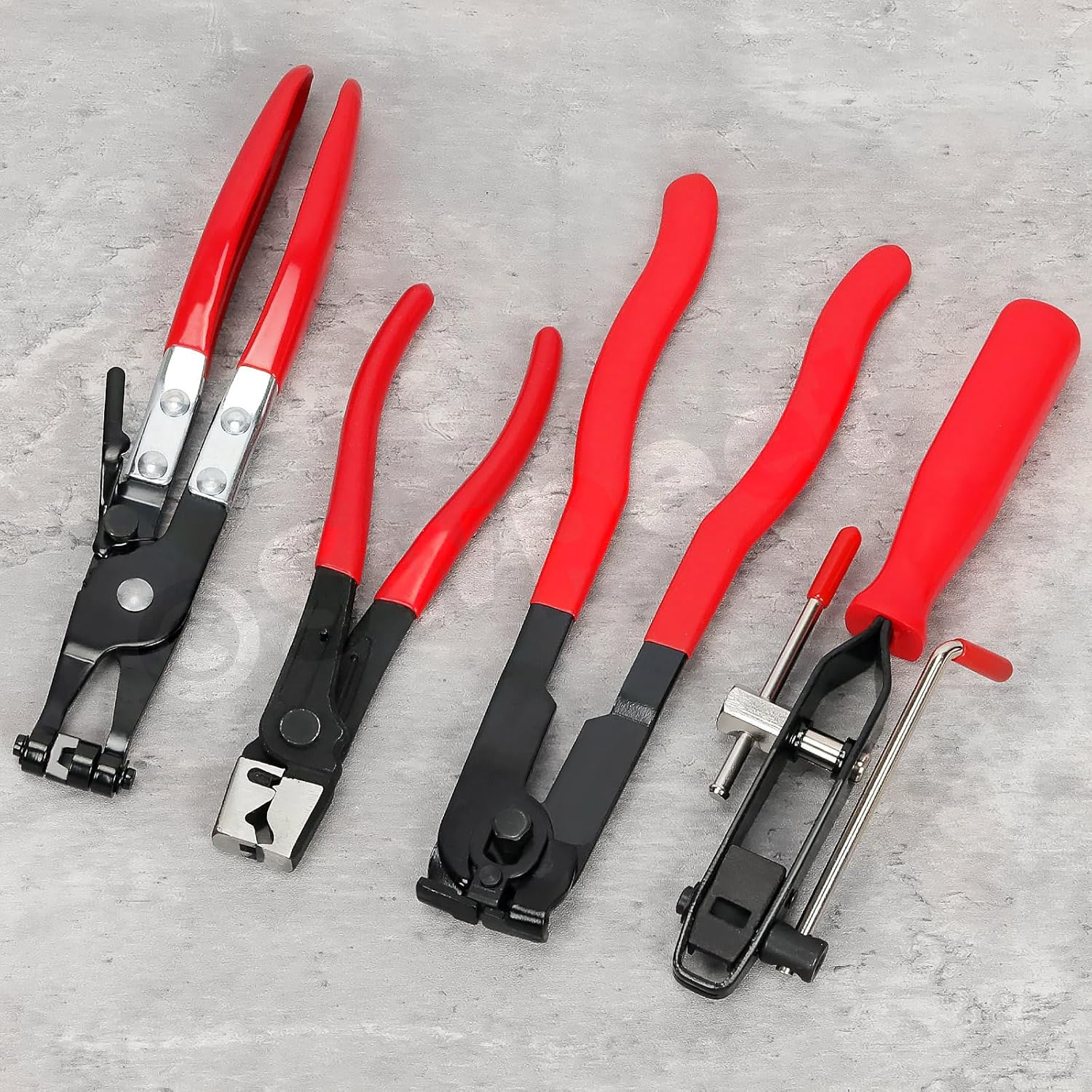 Swpeet 5Pcs 4Types CV Joint Boot Clamp Pliers, Hose Clamp Pliers, ATV CV Axle Boot Clamp Pliers, Clic-R Type Pliers with Gloves Assortment Kit, Car Banding Tools Kit for Most Car image number 6