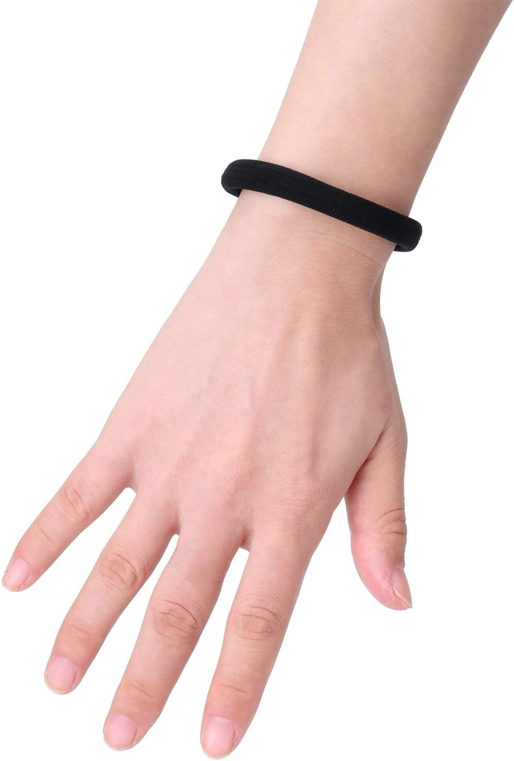 20 Pieces Large Stretch Hair Ties Hair Bands Ponytail Holders Headband for Thick Heavy and Curly Hair (Black, 5 Cm in Diameter, 1 Cm in Width) - Black image number 3