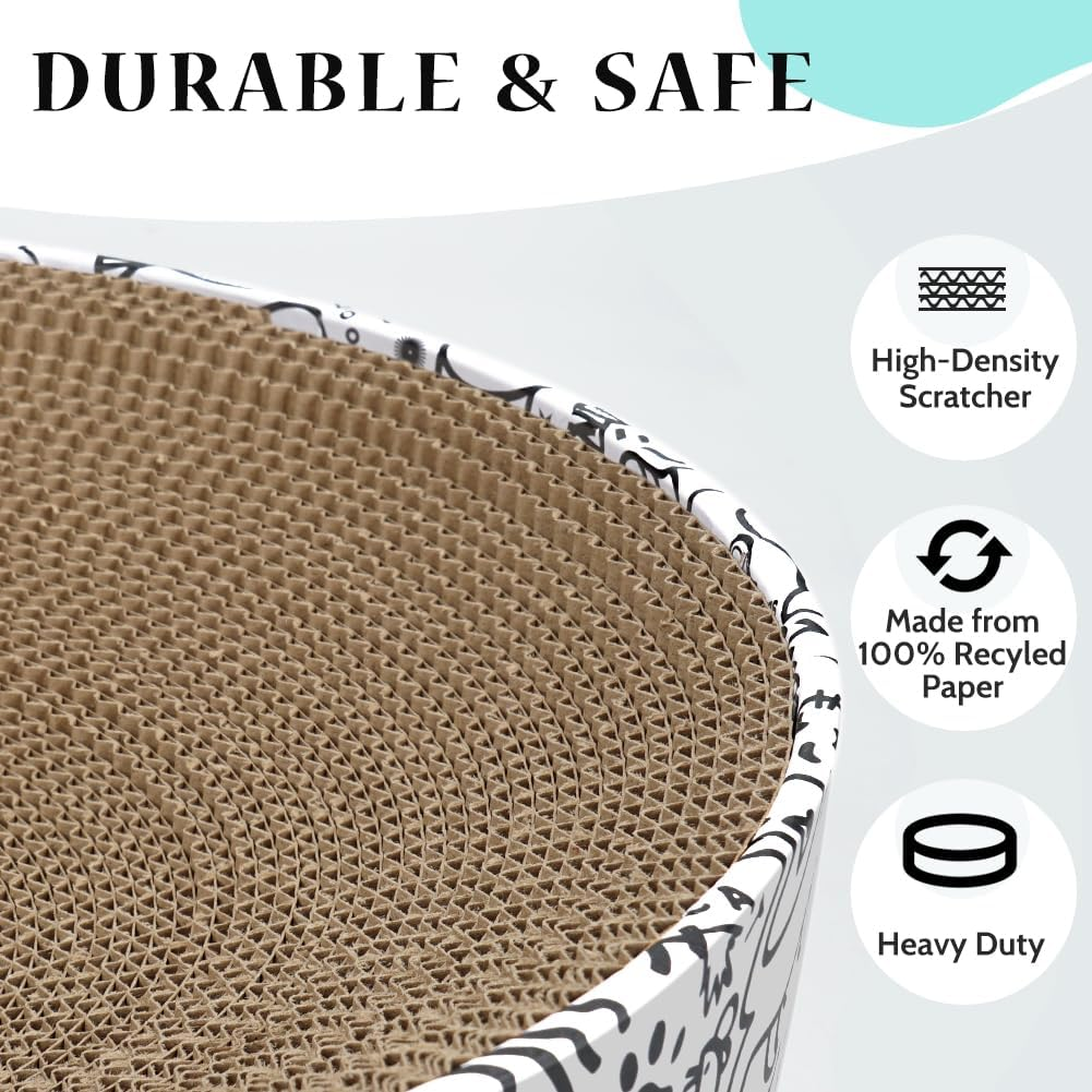 Cat Scratcher, Cardboard, 2 in 1, Oval Pet Cat Cot, Scratching Pad, Corrugated Cardboard, Lounge Bed, Furniture Protector, Toy - Oval-Graffiti image number 3