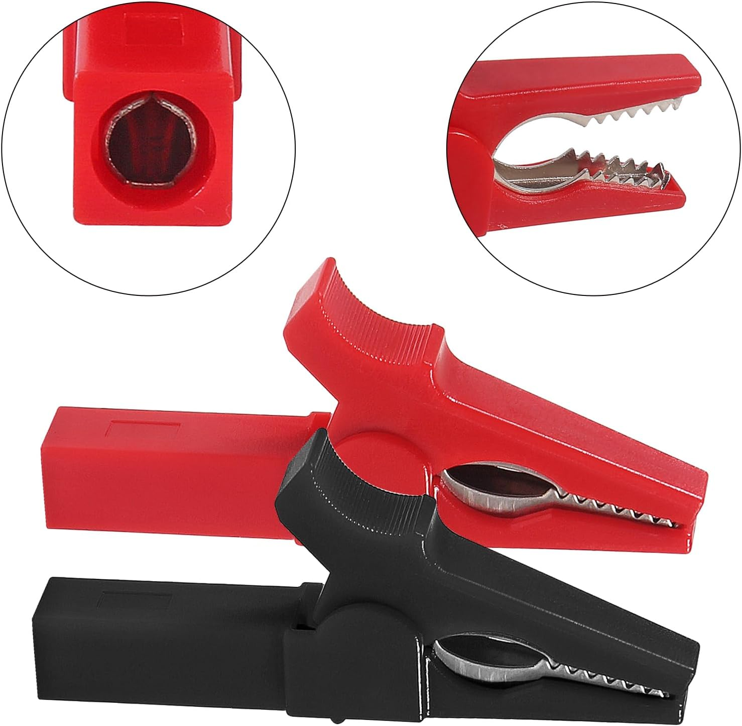 2 Pairs Full Insulated Crocodile Clips with 4Mm Socket Banana Jack Copper Test Clamp Wire Clip Alligator Clips 30A with 4Mm Banana Plugs for Car,Electrical Testing image number 6