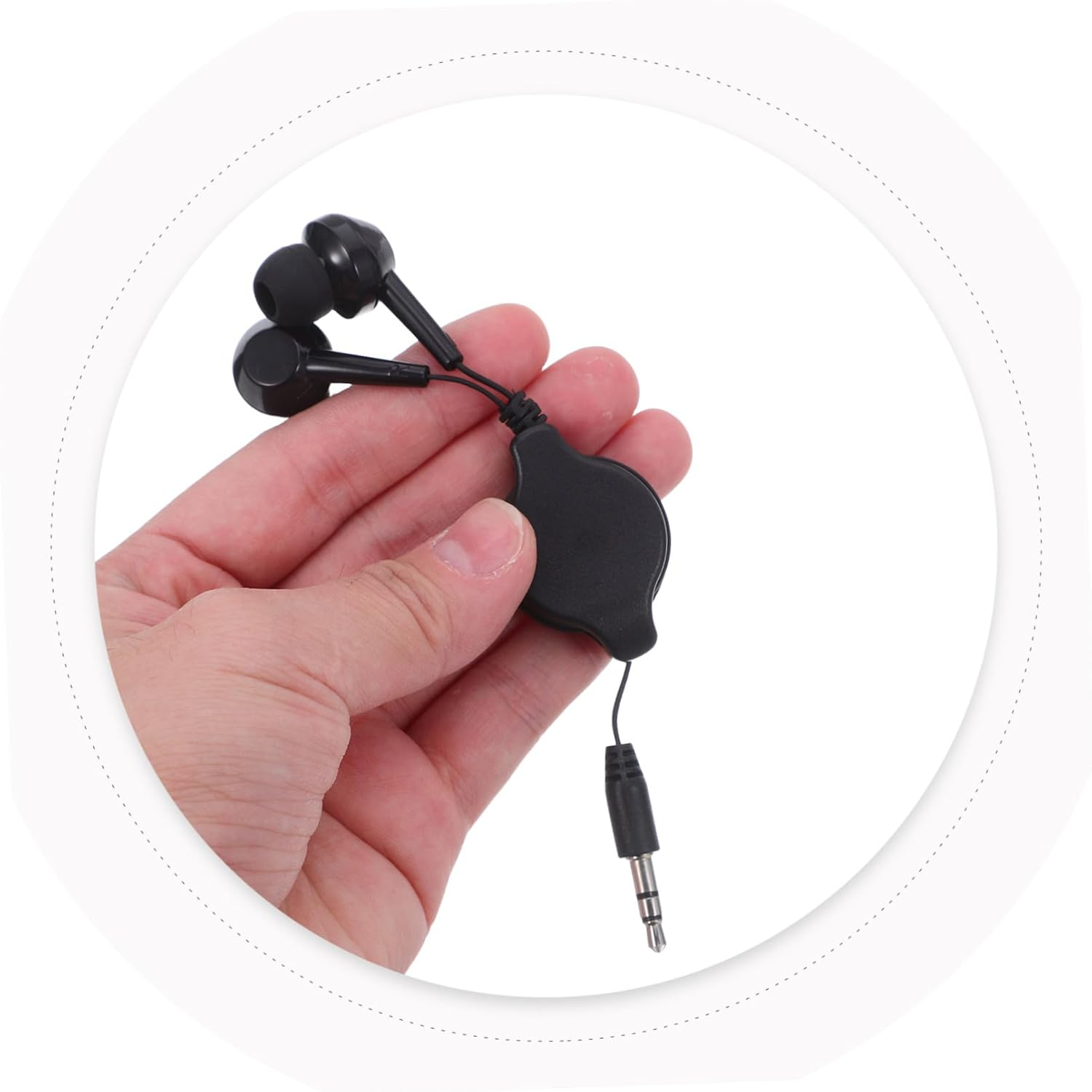 KONTONTY 2Pcs Retractable Wired Earbuds with Flexible Stable In-Ear Fit Noise-Isolating Design Lightweight Black Earphones for Mobile Laptop Gaming and Travel image number 2