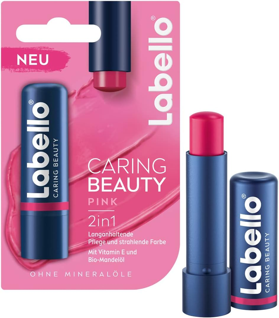 Labello Caring Beauty Pink (5.5Ml) Coloured Lip Balm with Vitamin E, Shea Butter and Almond Oil Moisturising Lip Balm for a Radiant Finish image number 3