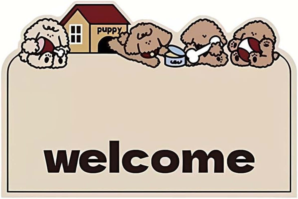 AIMALL Non-Slip Door Mat, 23.6 X 35.4 Inches, Absorbent and Durable Welcome Floor Mat with Panda or Dog Pattern for Entryway, Kitchen, Bathroom, and Home