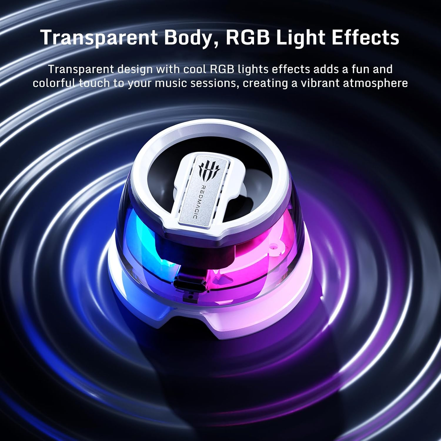 Nubia Redmagic Mini Bluetooth Speaker, Phone Stand with Small Speaker, BT 5.3, RGB Light, Game/Music Mode, Wireless Portable Magnetic Speaker for Golf Cart, Travel, Shower, Outdoors or Metal Surface image number 5