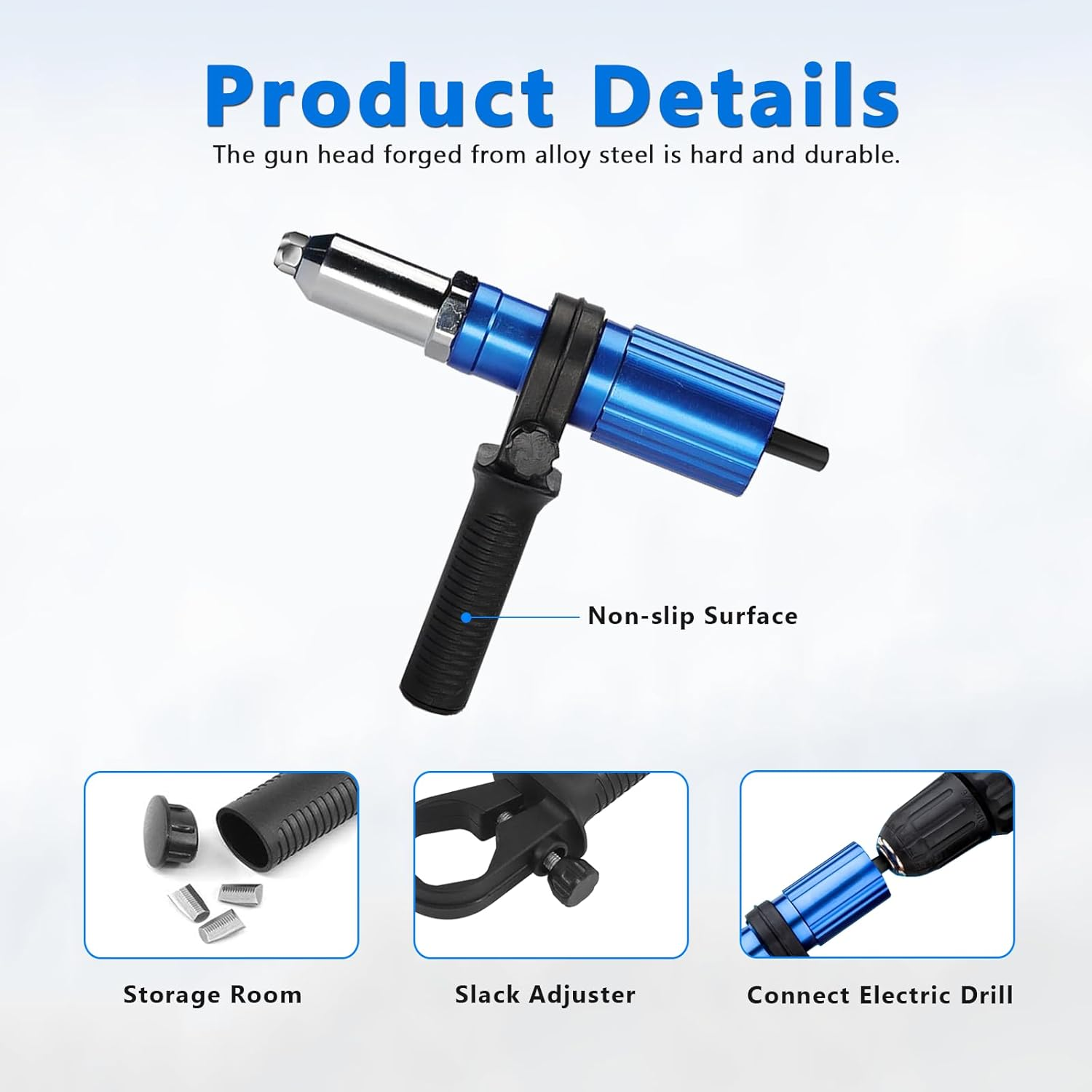 Universal Conversion Head for Blind Rivet Gun with 100 Blind Rivets,Electric Rivet Gunhandheld Rivet Gun Head Kit Tool image number 2
