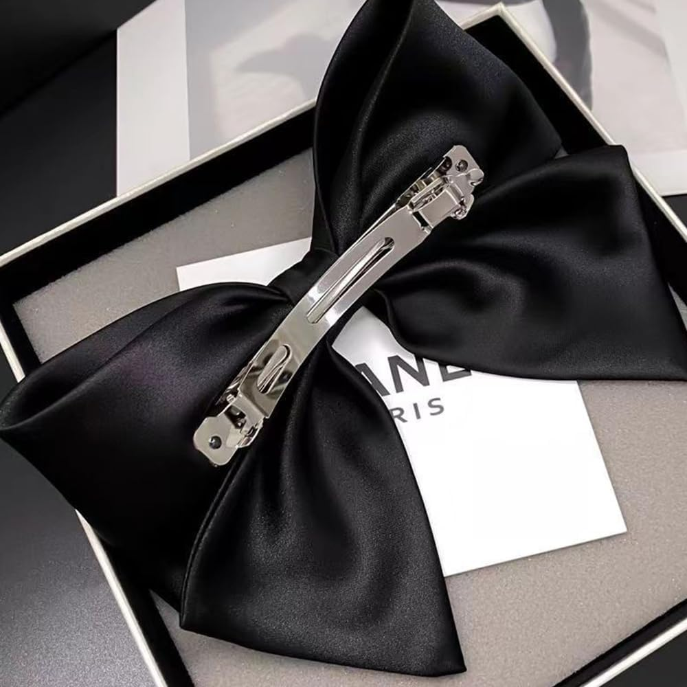 Visxcnu Pack of 2 Women'S Hair Bows Large Bow Hair Clip French Hair Clips Girls Hair Clips French Hair Clips Girls Hair Clips (Black + White) image number 2