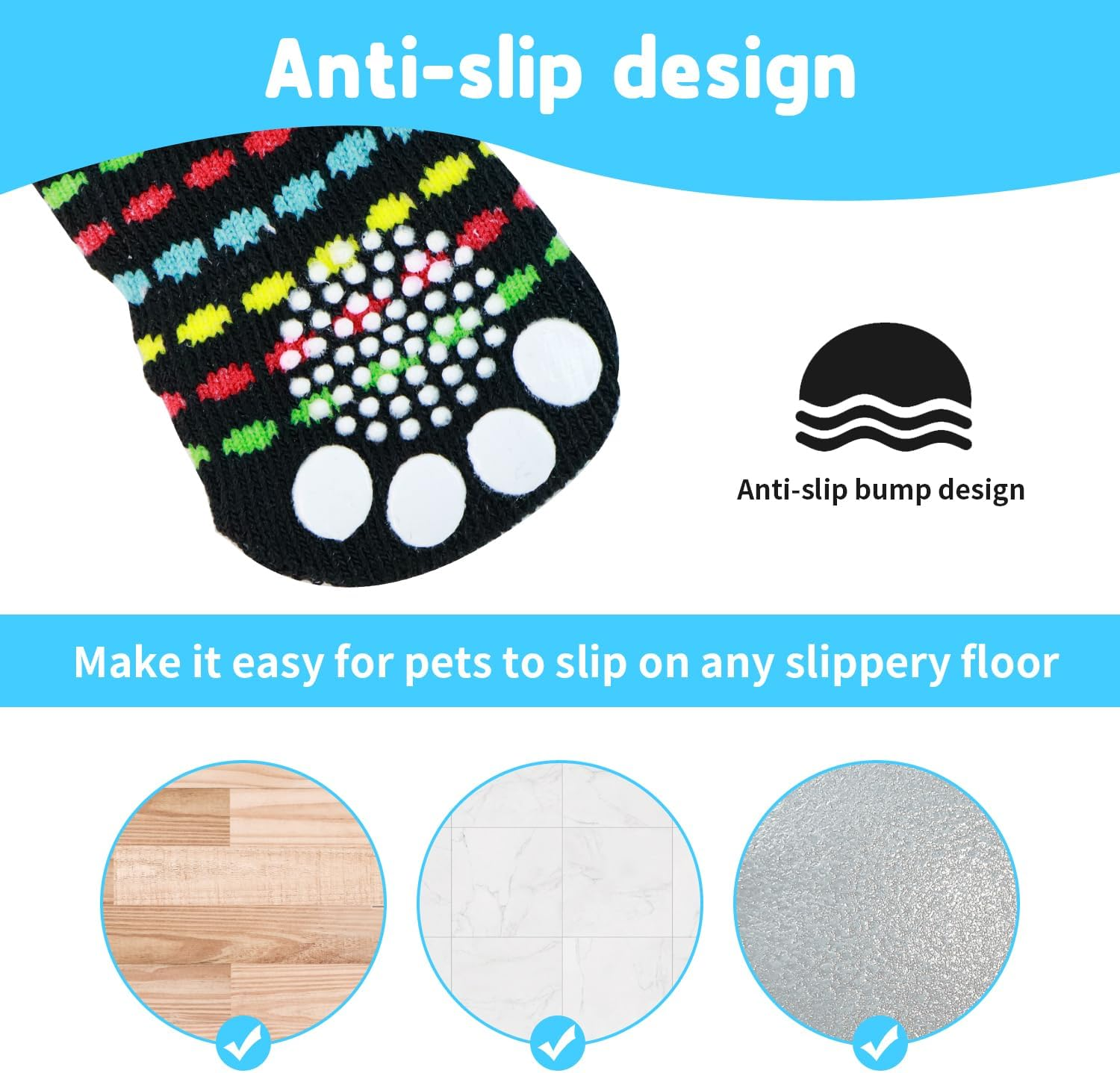 3 Pairs of Dog Socks Non-Slip Socks for Dogs Socks Dog Pack of 12 (S+M+L) Paw Protection Dog Shoes Indoor Stopper Socks Cats Non-Slip Socks Pet Paw Protection, Black image number 4