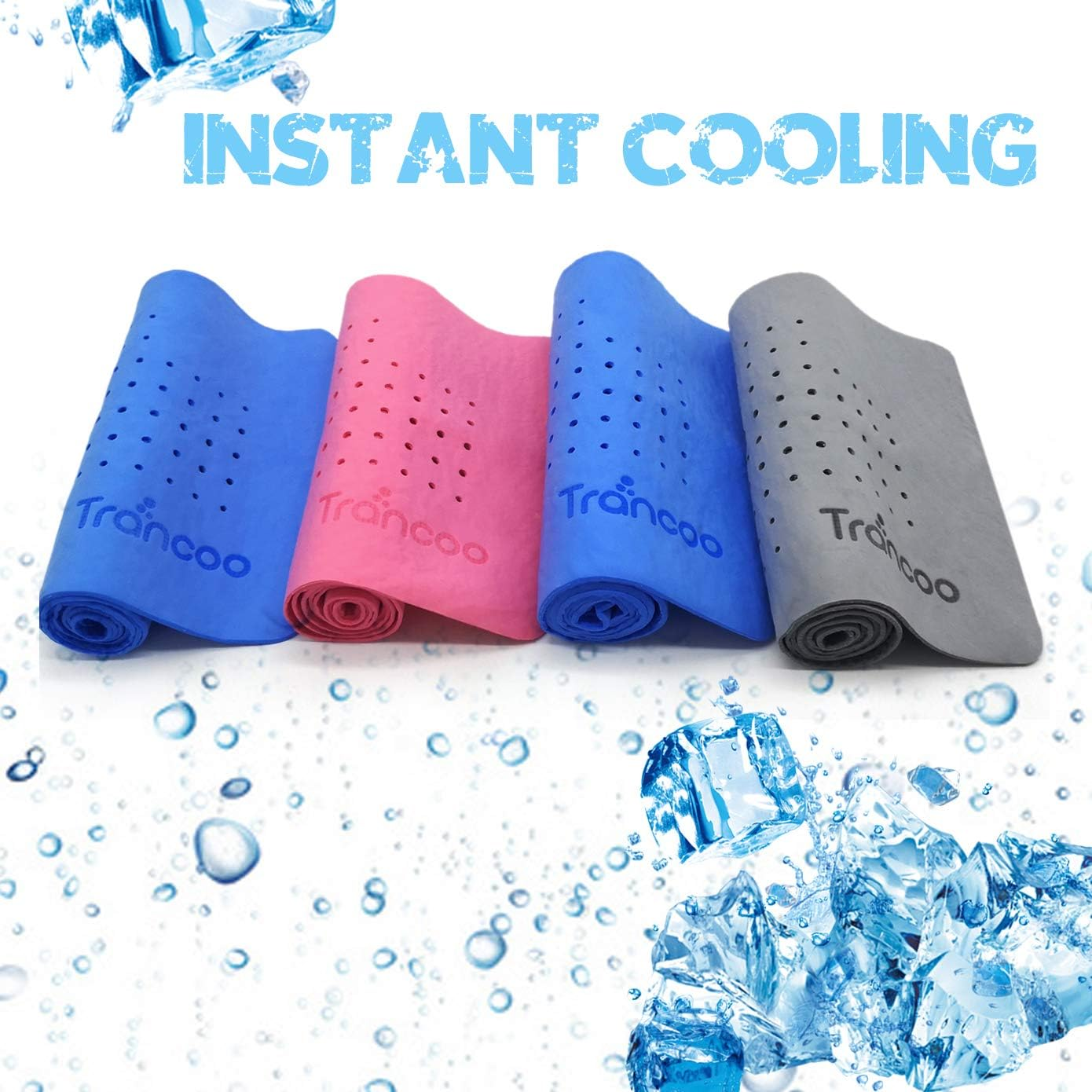 2 Packs PVA Cooling Towel(33"X7.85",Perforated Chill Towel, PVA Cooling Scarf,Sweat Rags for Workout, Gym Towel, Neck Warp Sports Towel for Running, Hiking,Swimming Golf (Blue+Pink) - Grey+Pink+Blue image number 2