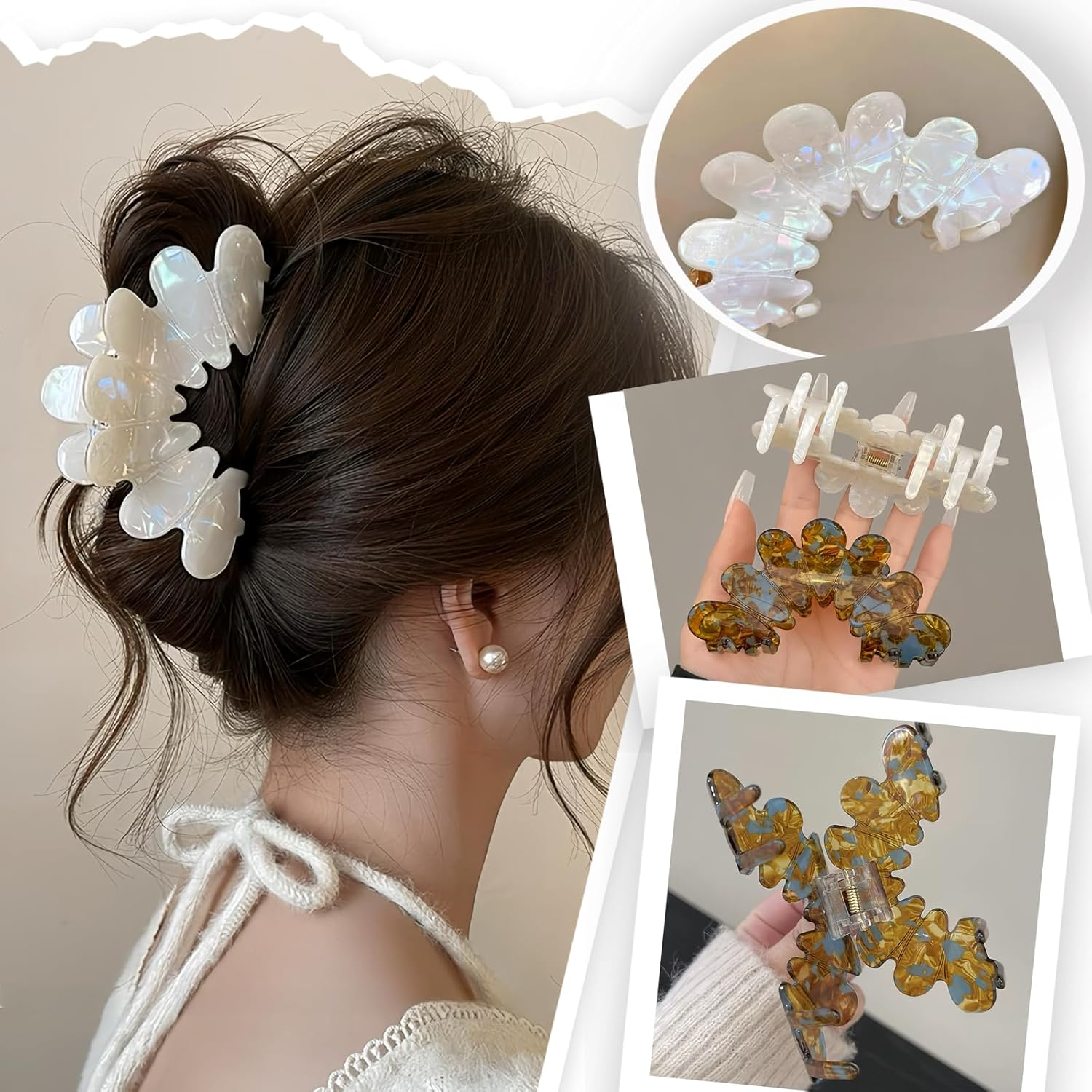 Ypkia Pack of 2 Hair Clips with Petals Large Acetate Hair Clips Women'S Elegant Hair Clips for Thick Thin Hair Accessories image number 1