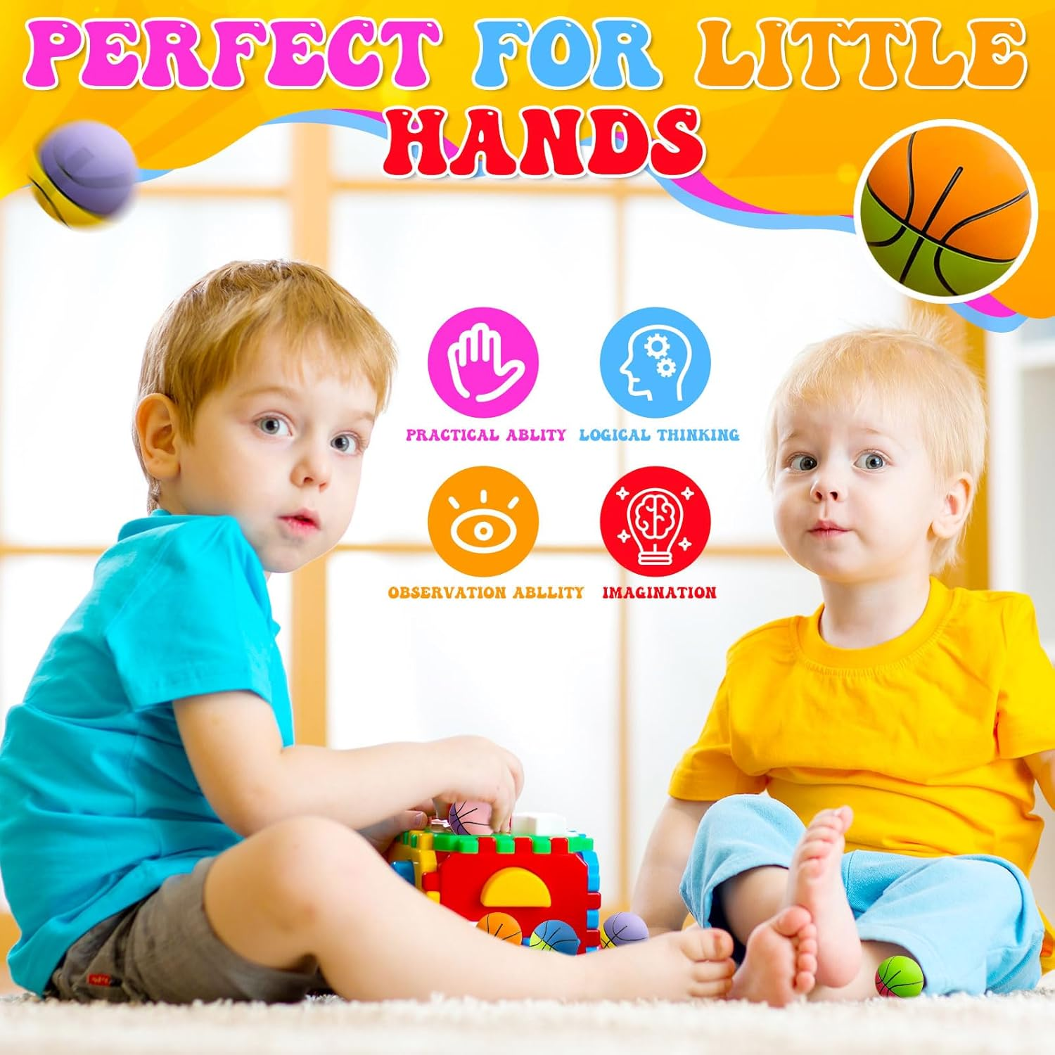 24 Pcs High Bounce Balls for Kids - Mini Rubber Basketball & Football Bouncy Handball Set, Perfect for Party Games, Outdoor Playground Fun, Party Bag Fillers, and Kids Gift Ideas (Random Colors) image number 4