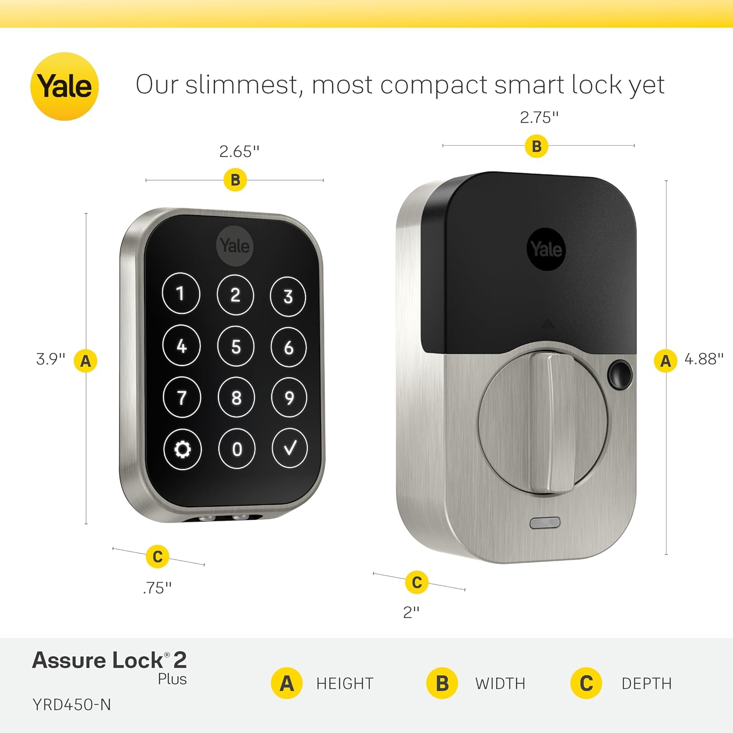 Yale Assure Lock 2 plus with Apple Home Keys (Tap to Open) and Wi-Fi - Black Suede image number 2