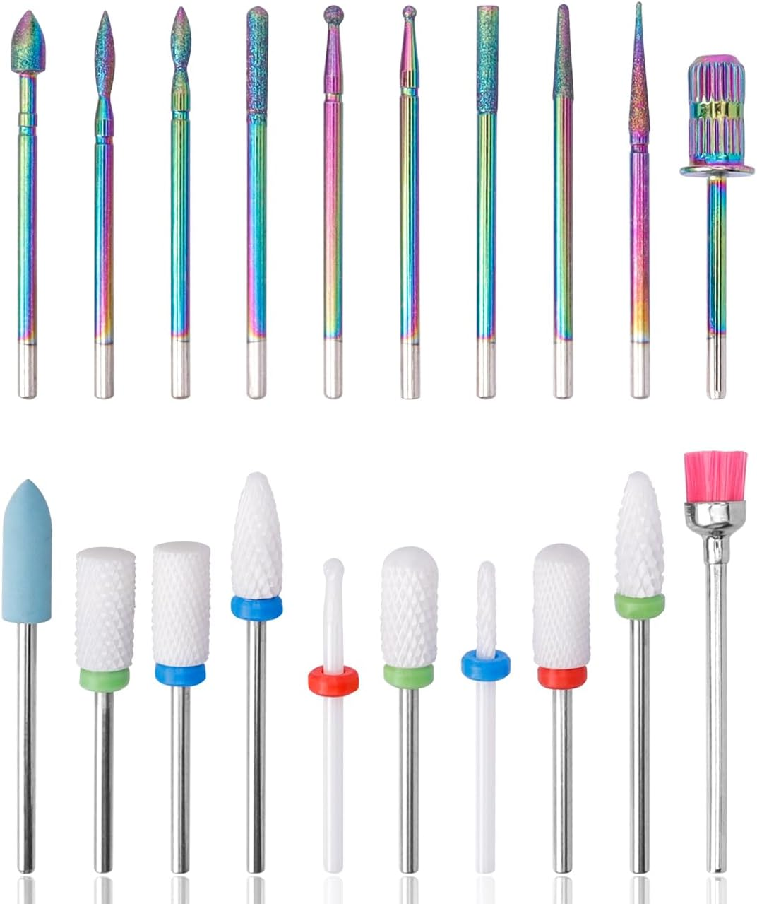 Mesee Pack of 20 Diamond Ceramic Bits, Nail Drill Bit, Acrylic Nail Drill Bit, Tungsten Alloy Professional Nail Drill Bits, Nail Cutter Attachments for Home, Salon, Manicure, Pedicure Tools image number 2