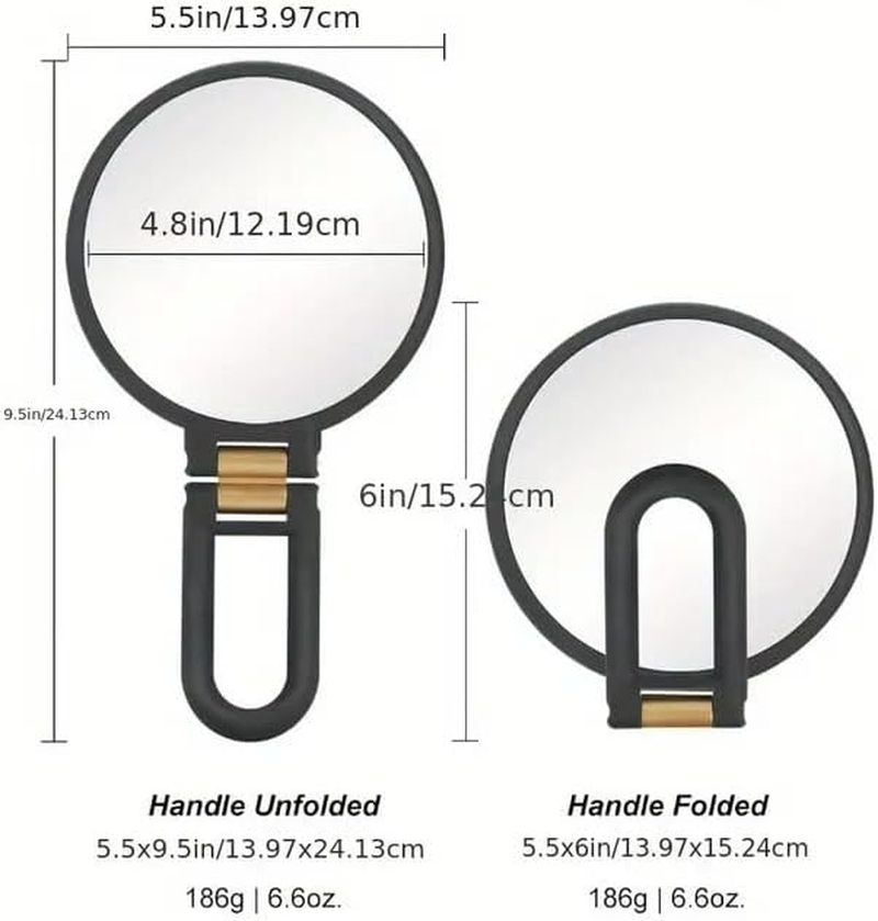 WLFADDY 1X 20X Magnifying Travel Mirror, Hand Mirror with Handle - Double Side Hand Held Mirror with 1X 20X Magnification & Foldable Handle, Portable Travel Makeup Hand Mirror for Women (Black) image number 4