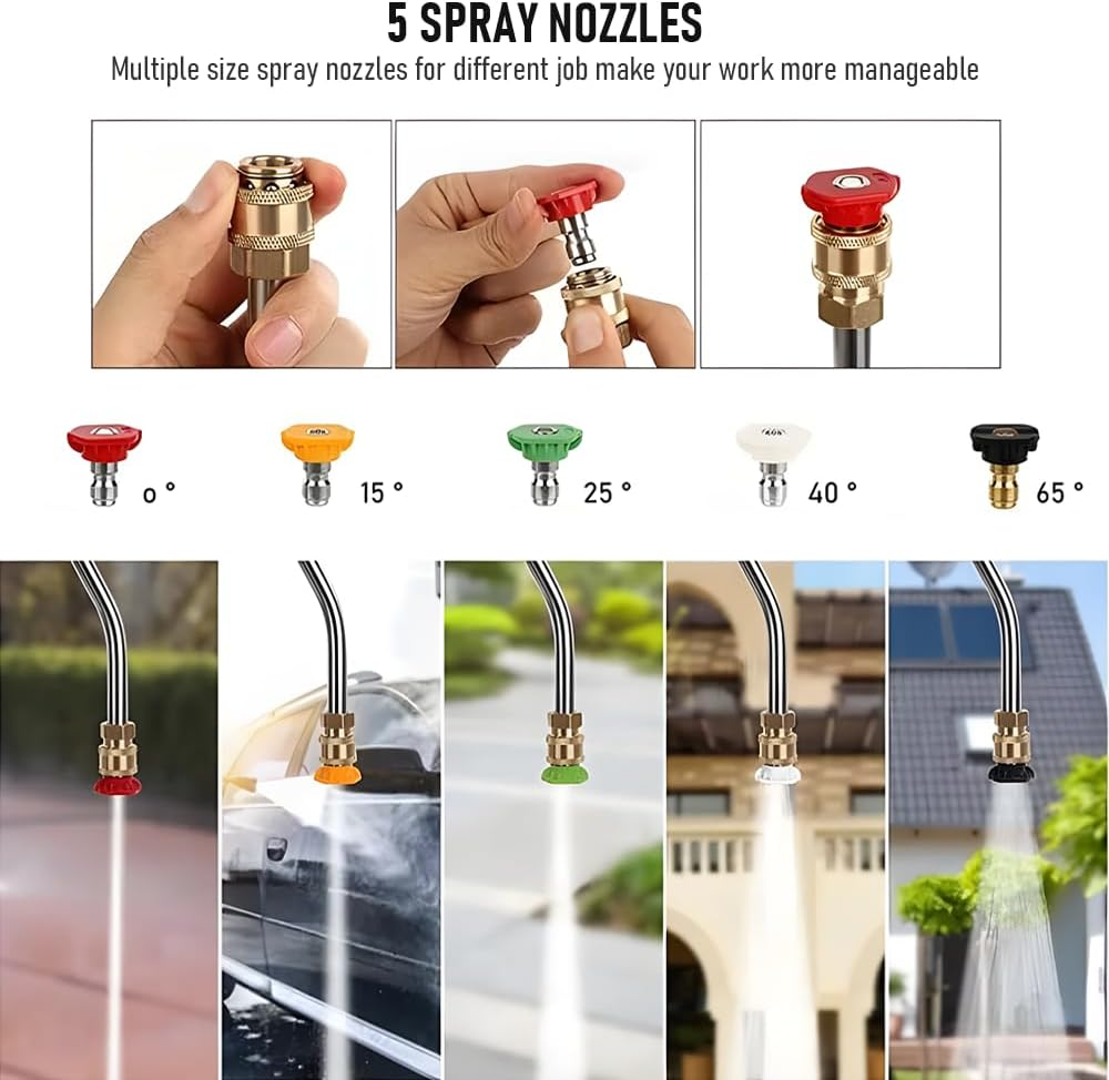 ALSTON 6M Telescoping Pressure Washer Wand Max 4000PSI Length Extendable and Adjustable with Support Belt Spray Wand and 5 Spray Nozzles for High Reach Roof Fence image number 5