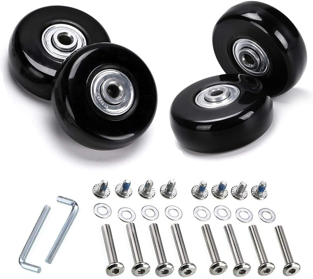 4 Wheels Wear-Resistant Mute Luggage Suitcase Replacement Wheels Rubber Swivel Caster Wheels Repair Kits (45Mm X 18Mm Set of 4)
