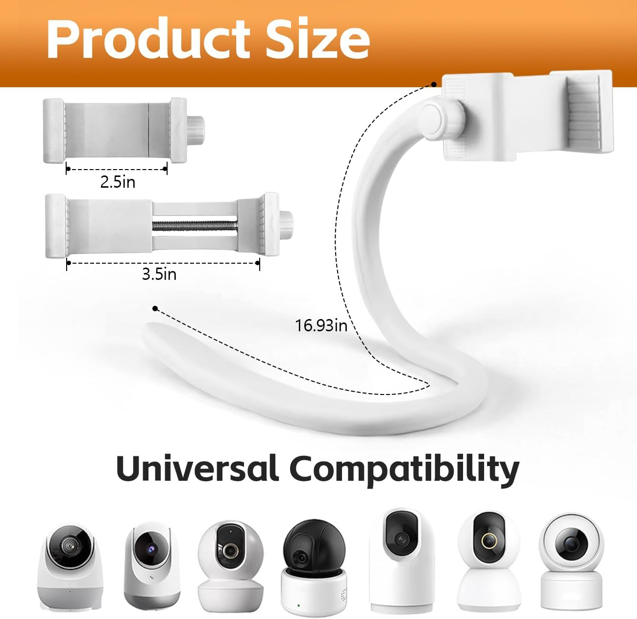 Flexible Baby Monitor Mount-Universal Baby Monitor Holder with 1/4 Screw Twist,No Drilling Crib Camera Stand for Crib Frame or Furniture,Compatible with Arlo/Motorola/Hello Baby/Most Monitor Cameras