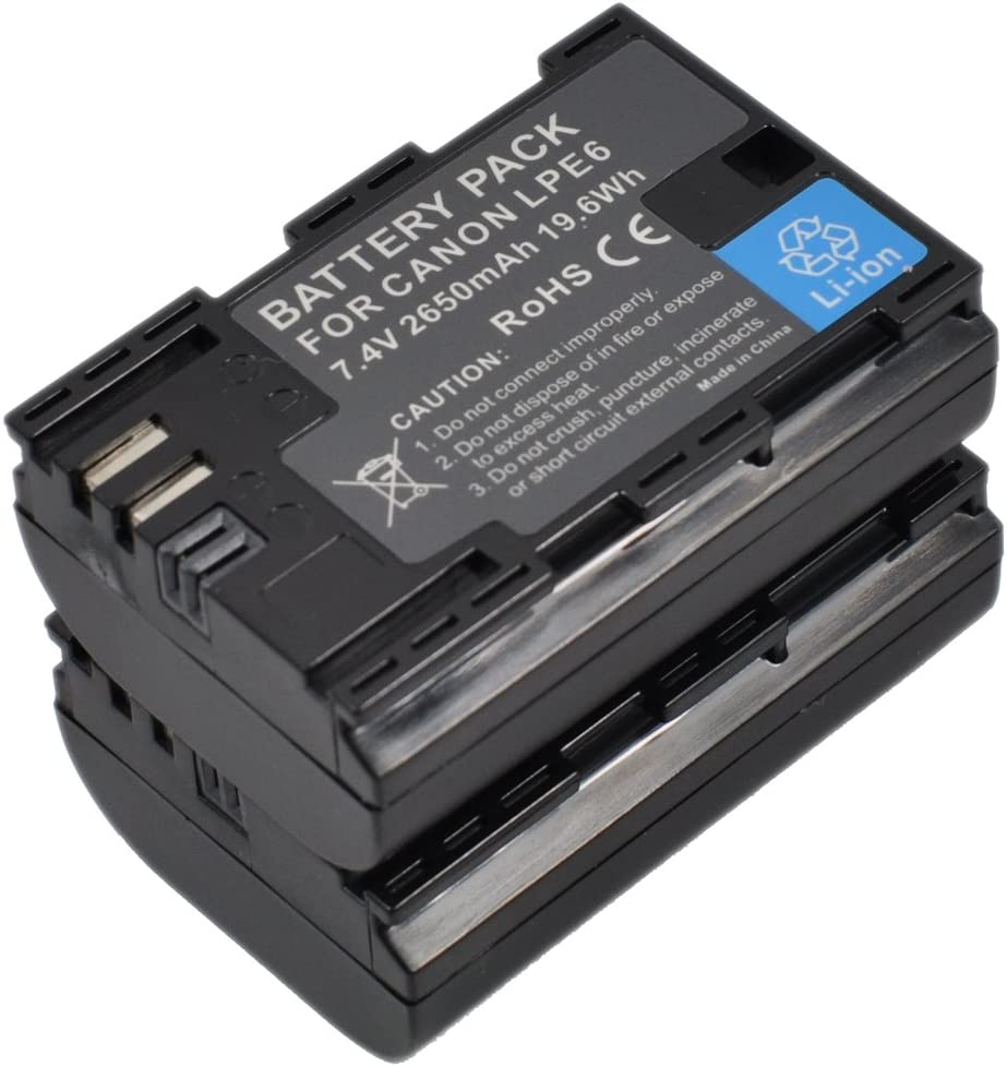 BTBAI 2X LP-E6 E6N Battery for LPE6 LPE6N EOS 5D Mark 2 3 4 5D Mark II III IV 6D Mark II 6D Mark 2 5Ds R 5Ds 60D 60Da 6D 70D 7D Mark 2 7D Mark II 80D XC10 XC15 Digital Camera Battery U1A image number 2