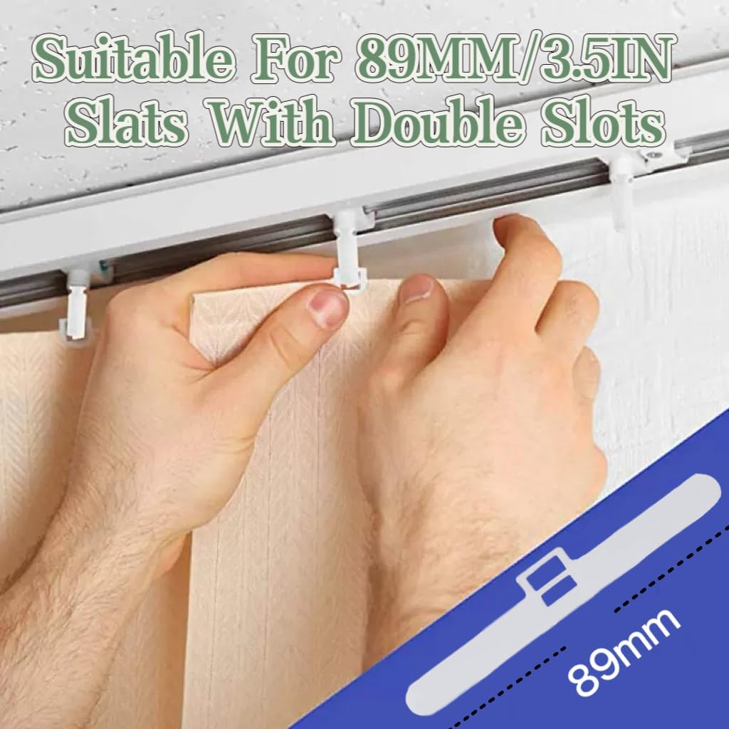 20PCS Blind Slat Top Hangers 89MM / 3.5INCH Vertical Blind Top Hangers Double Hole Window Slat Holder Vertical Blind Accessories Top Holders Spares (White) (89MM) image number 6