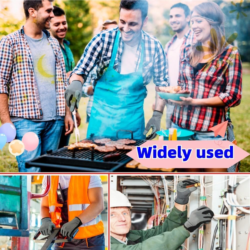 Lightweight Work Gloves,Touch Screen Flex Deerskin Leather Garden Gloves for Yard Working, Gardening, Cycling, DIY and Builders for Men Women (Gray) image number 6