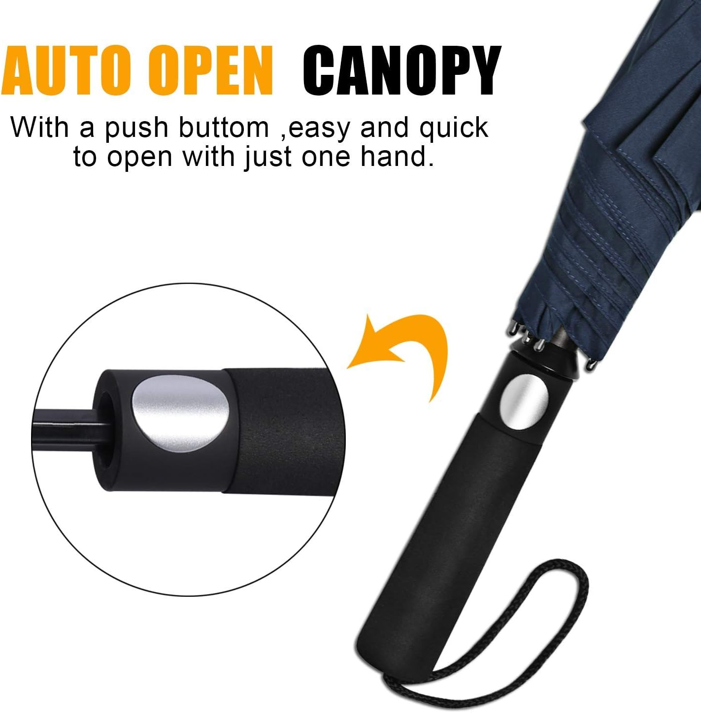 G4Free 62Inch Portable Golf Umbrella Automatic Open Large Oversize Vented Double Canopy Windproof Waterproof Sport Umbrellas(Blue/Navy) - Black image number 4