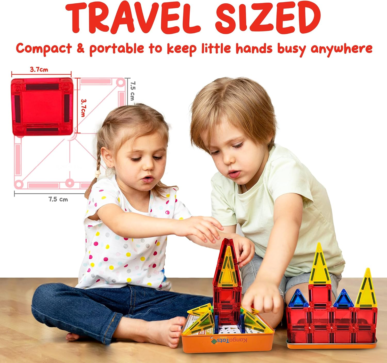 KANGATOTS Travel Premium Mini Magnetic Tiles 40 Piece Set Travel Toy for Kids | Children'S Toys & Games for On-The-Go Play | Educational Toys for 3 Year Old and up | Endless Fun with Magnets | image number 1