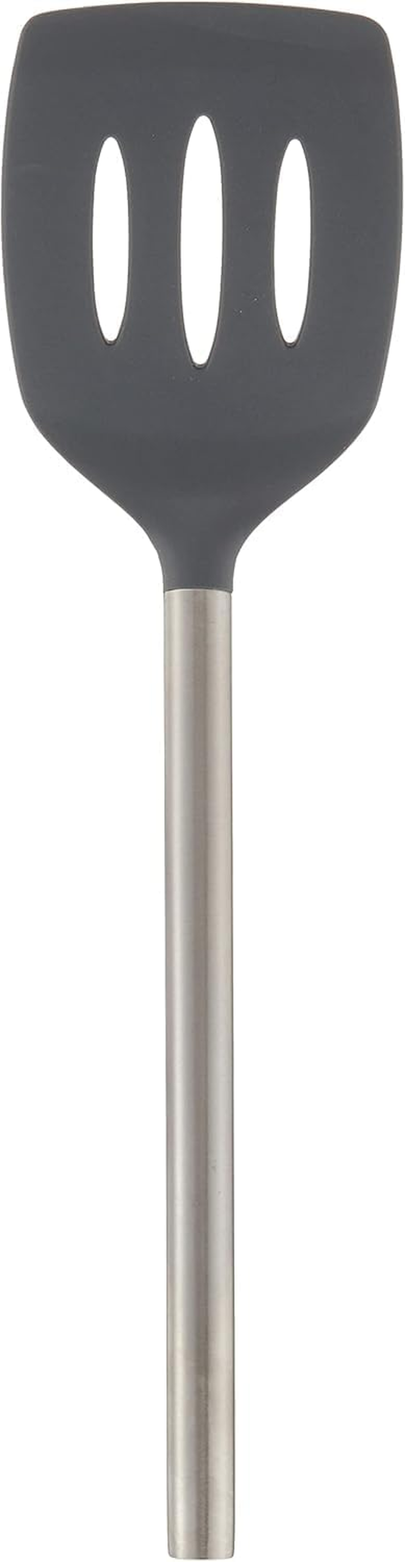 Tovolo Silicone Slotted Turner with Stainless Steel Handle (Charcoal) - Kitchen Utensil & Gadget Essential for Non-Stick Cookware, Apartment, & New Home/Scratch-Resistant, Bpa-Free, Dishwasher-Safe - Charcoal