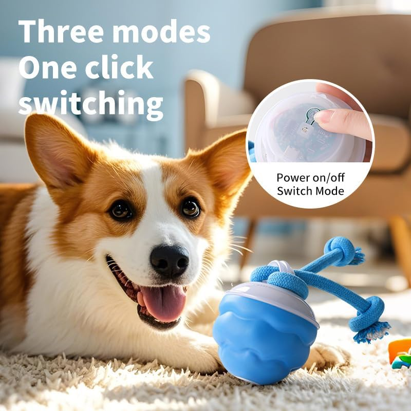 Interactive Dog Ball Toys, Sturdy and Durable Design Intelligent Jumping Ball, Power Tail Dog Toys, Motion-Sensing Rolling and Squeaking Ball, Suitable for Small/Medium-Sized Dogs to Use image number 1
