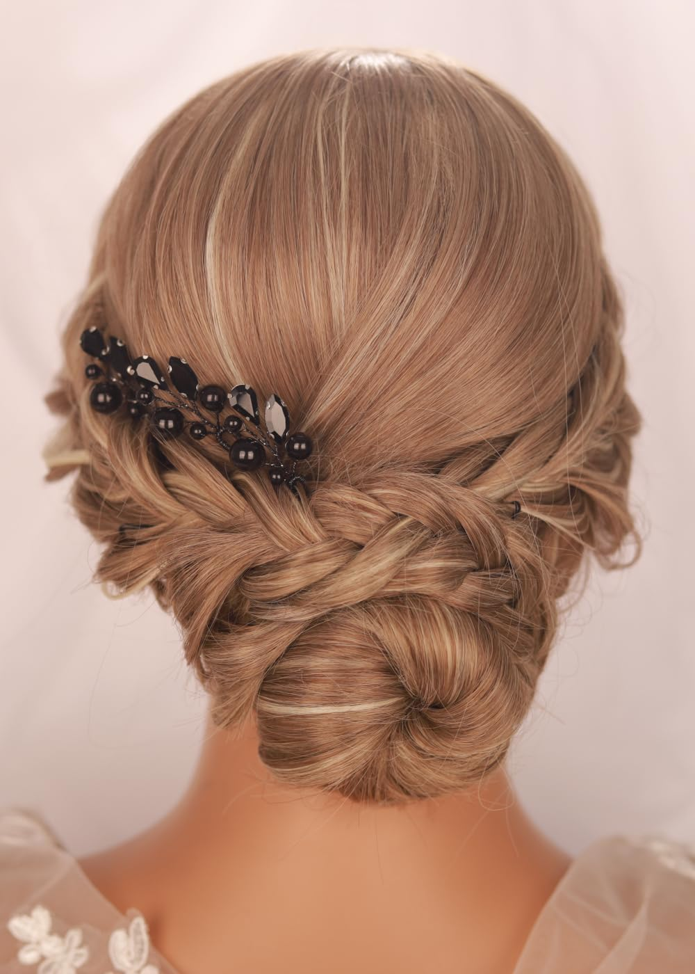 Kercisbeauty 3Pcs Small Cute Black Rhinestones Beads Hair Pins Set for Women Girls Halloween Party Prom Hair Jewelry Wedding Bridal Handmade Hair Piece image number 1