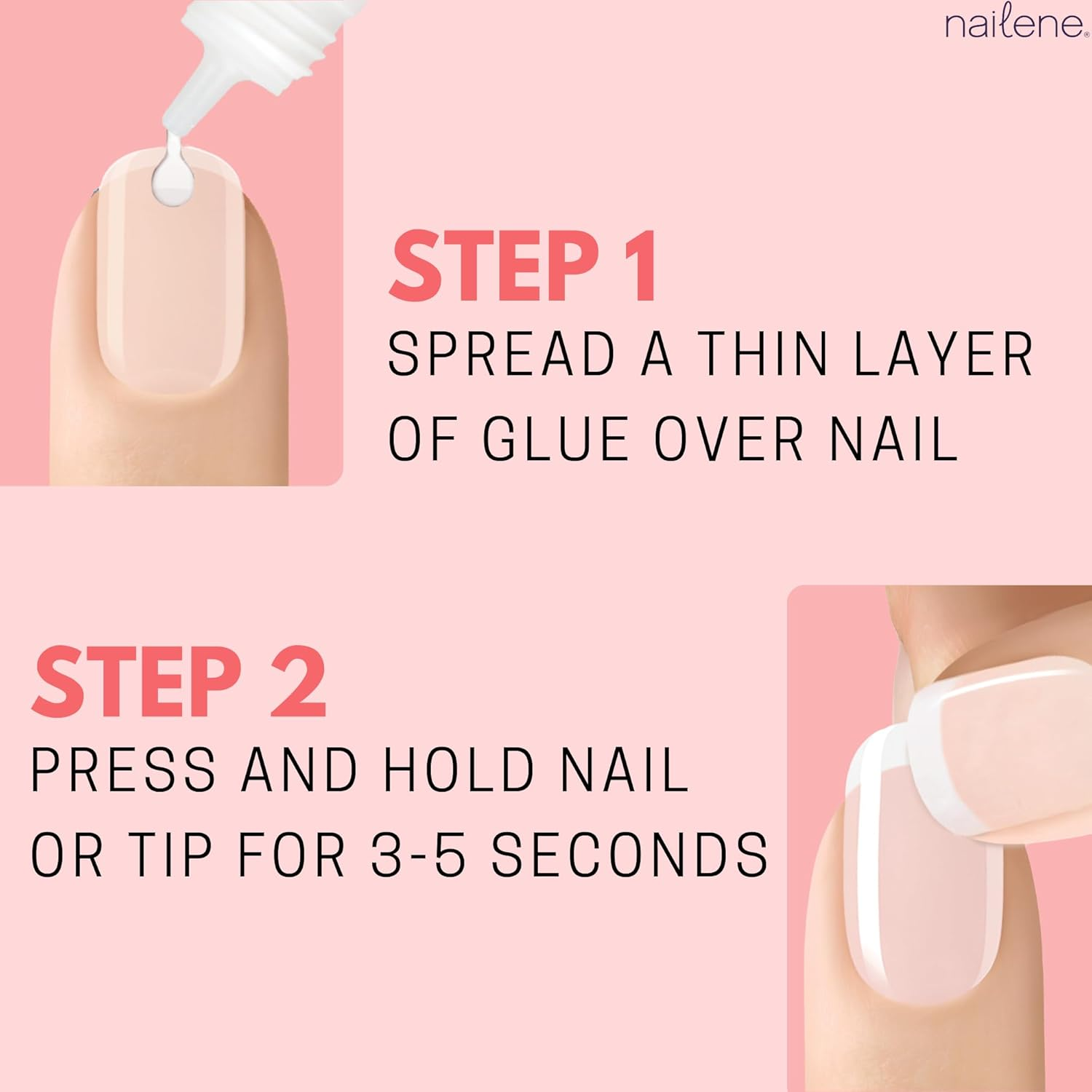 Nailene Perfect Bond Nail Glue, Super Strong, Durable, Easy to Apply Acrylic Nails, Press on Nails, Repairs Natural Nails, Quick Drying Nail Adhesive, Lasts 7 Days, Pink Tint, 2 G/0.07 Oz, 2 Pack image number 2