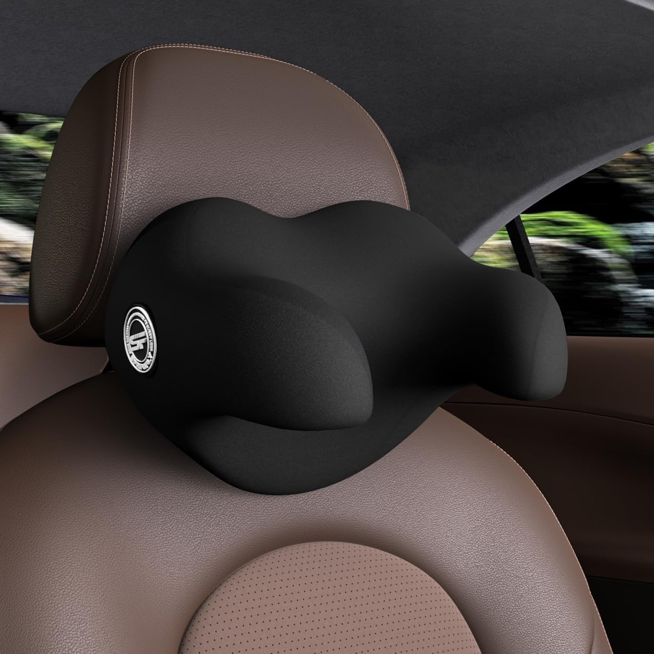 SPRFUFLY U-Shaped Car Headrest Pillow for Sleeping, 100% Memory Foam Car Pillow with Breathable Removable Cover, Ergonomic Design - Ideal Car Companion for Naps & Neck Pain Relief (Black, 1PC) - Model-Six image number 7
