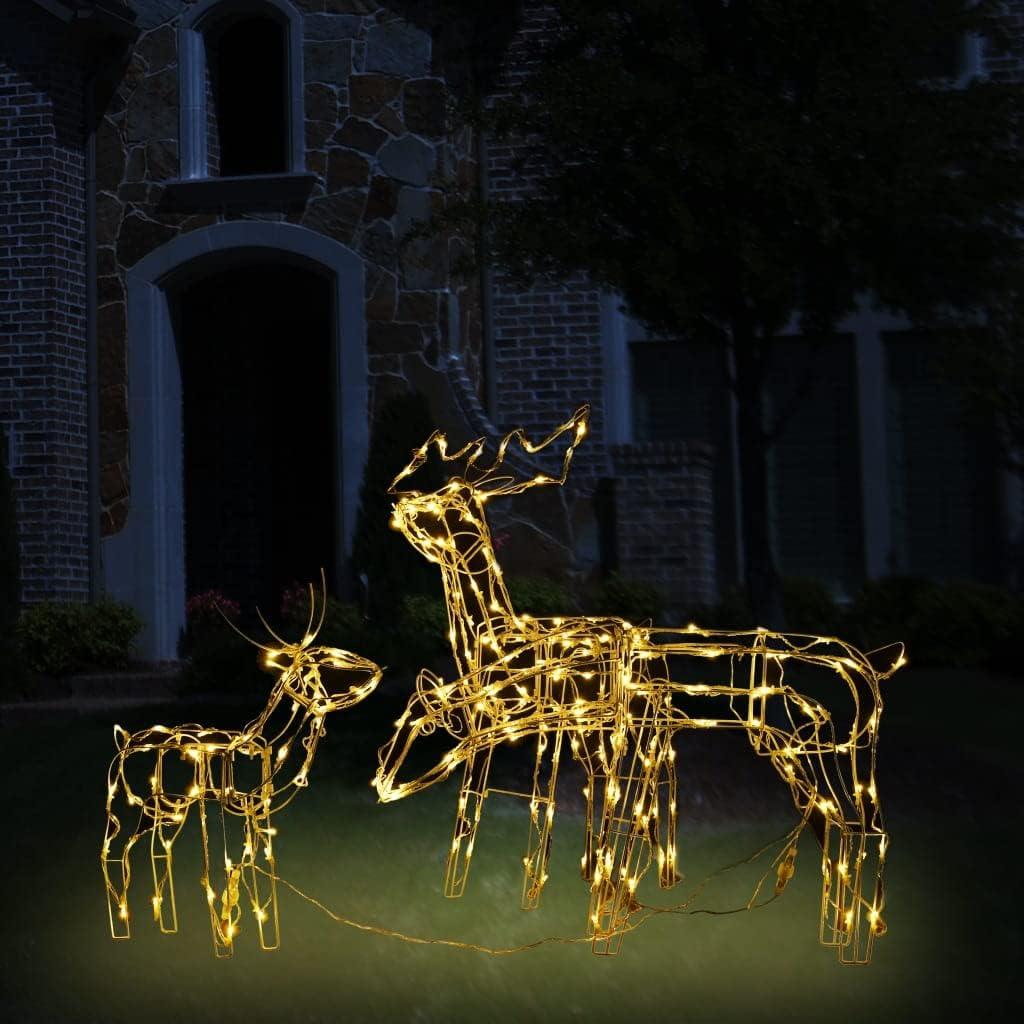 Christmas Reindeer, Xmas Light up Reindeer Outdoor Yard Christmas Decoration 3 Piece Christmas Light Display Reindeers 229 Leds image number 3