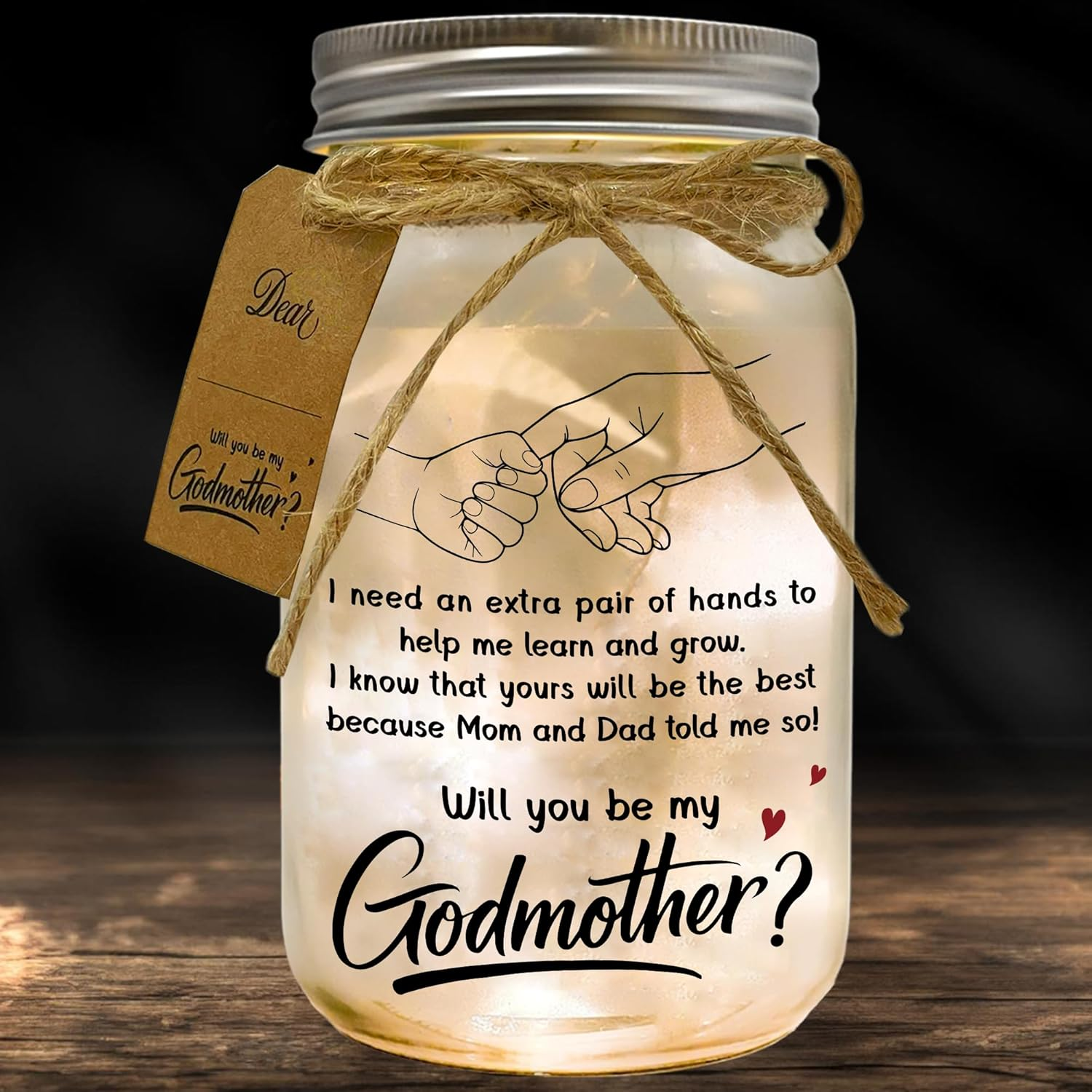 Godmother Proposal Gift - Will You Be My Godmother, Godmom, Madrina, God Parents Presents Proposal Gifts for Baptism - Godmother Gifts from Godchild - Quieres Ser Mi Madrina De Bautizo Mason Jar 14Oz image number 1