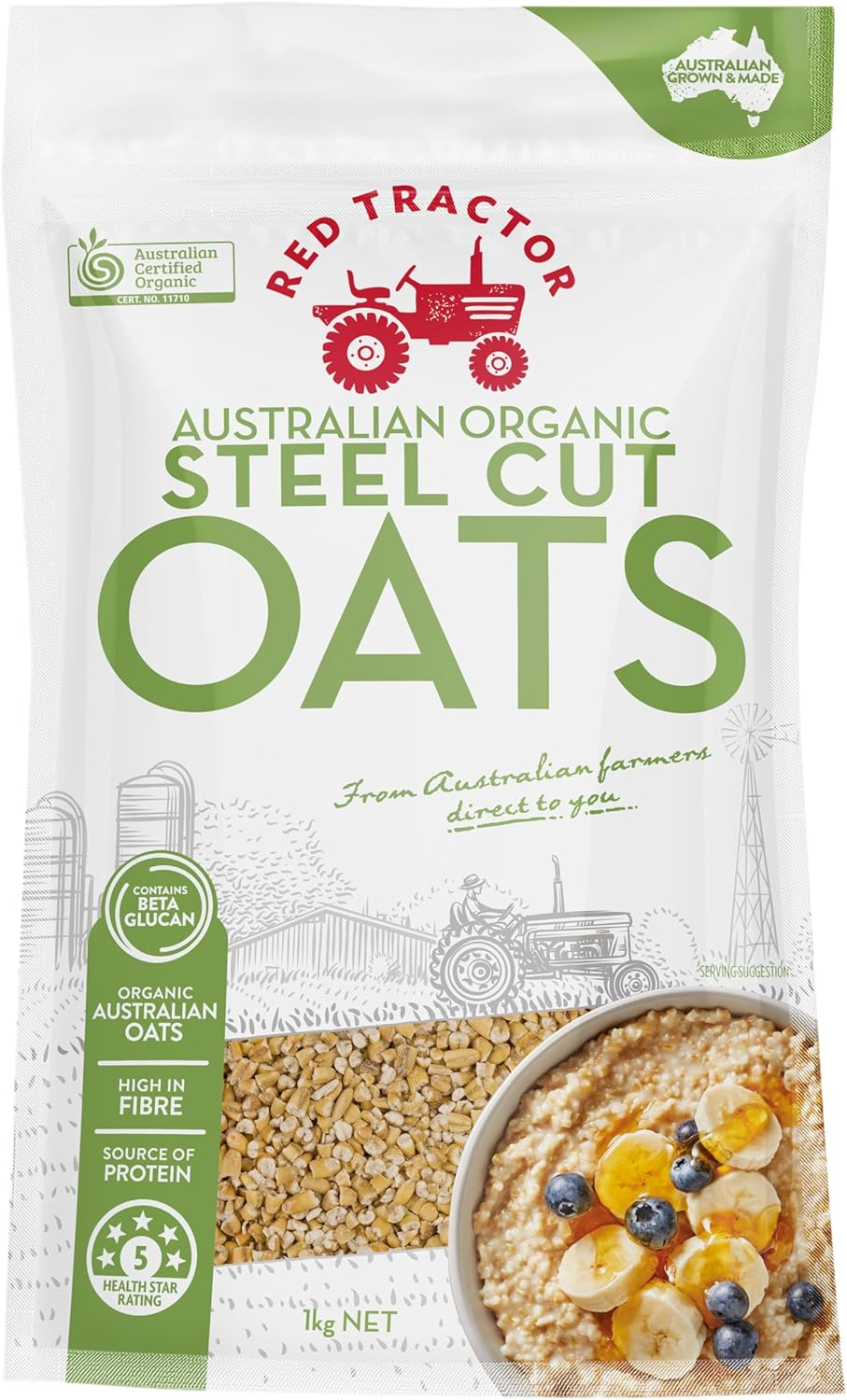 Red Tractor Foods Australian Organic Steel Cut Oats 1Kg