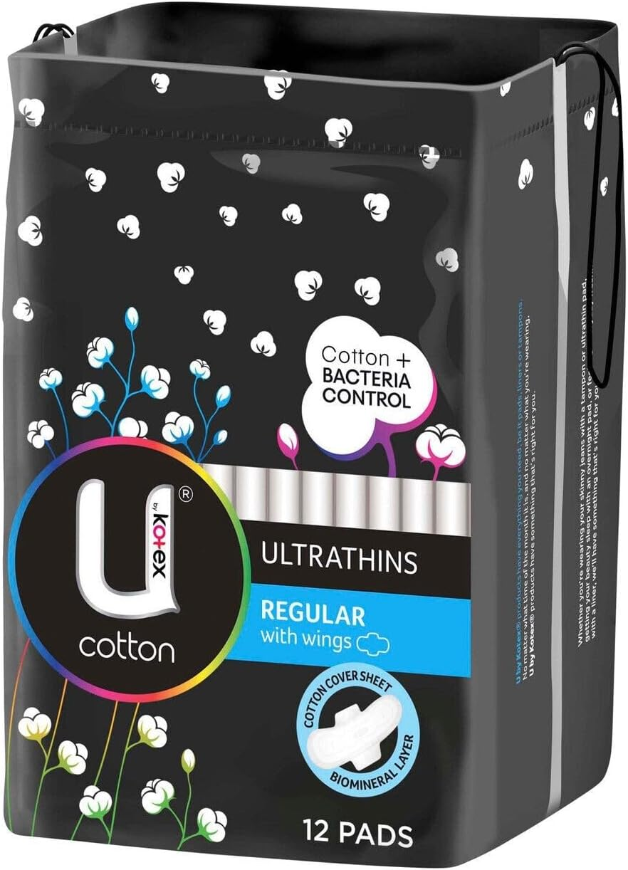 U by Kotex Cotton Ultrathin Pads Regular 12 Pack image number 4