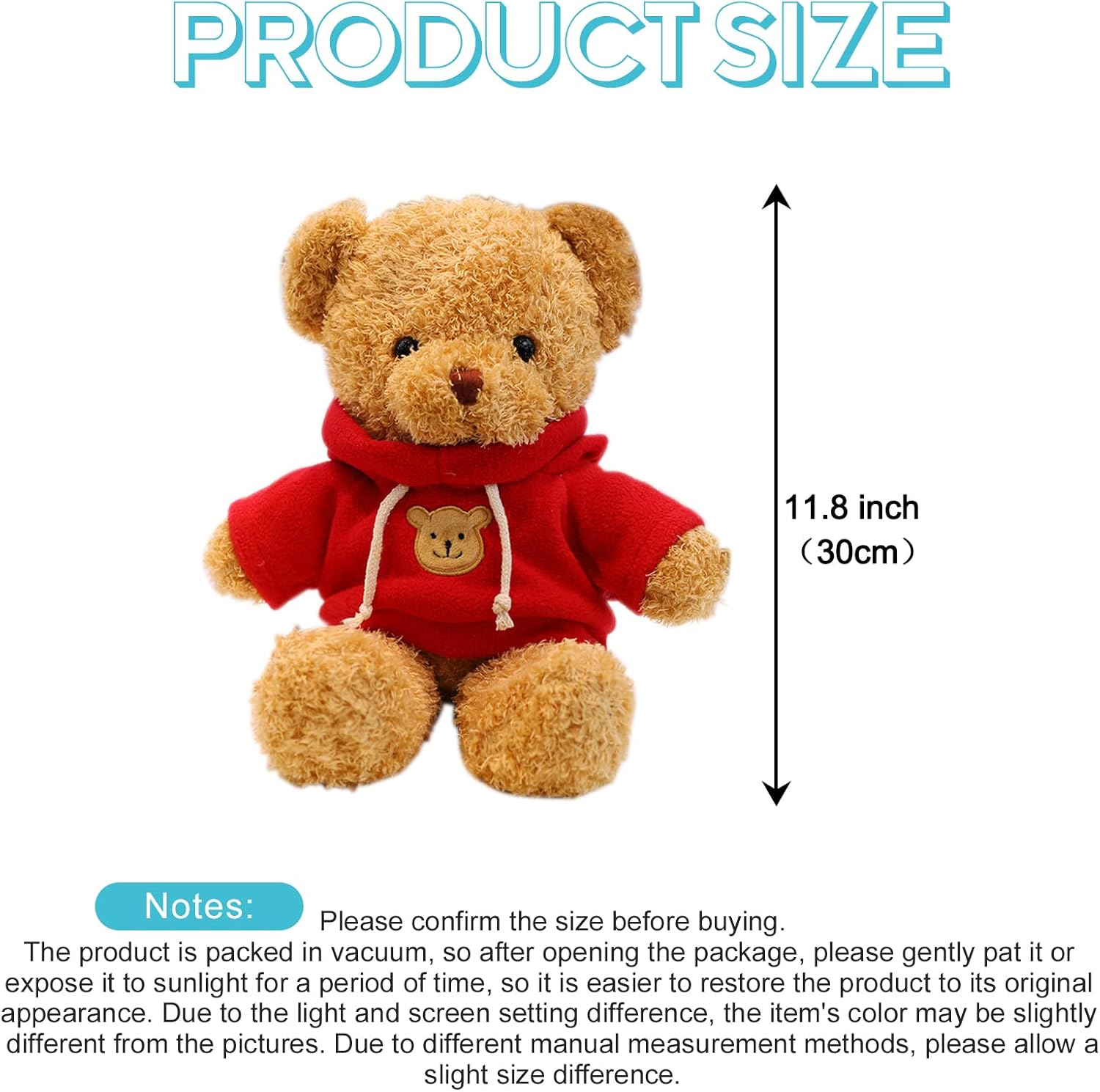 Teddy Bear Stuffed Animal Cute Red Hoodie Bear Plush Toys Gifts for Kids 11.8 Inches image number 3