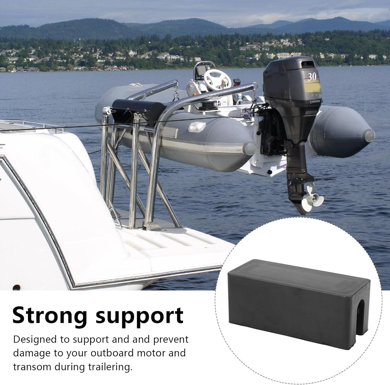 Boat Transom Saver, Rubber Boat Motor Engine Support for Outboards Motor, Outboard Motor Support, Boat Accessories, Transom Savers for Outboard Motor, Easy Installation image number 1