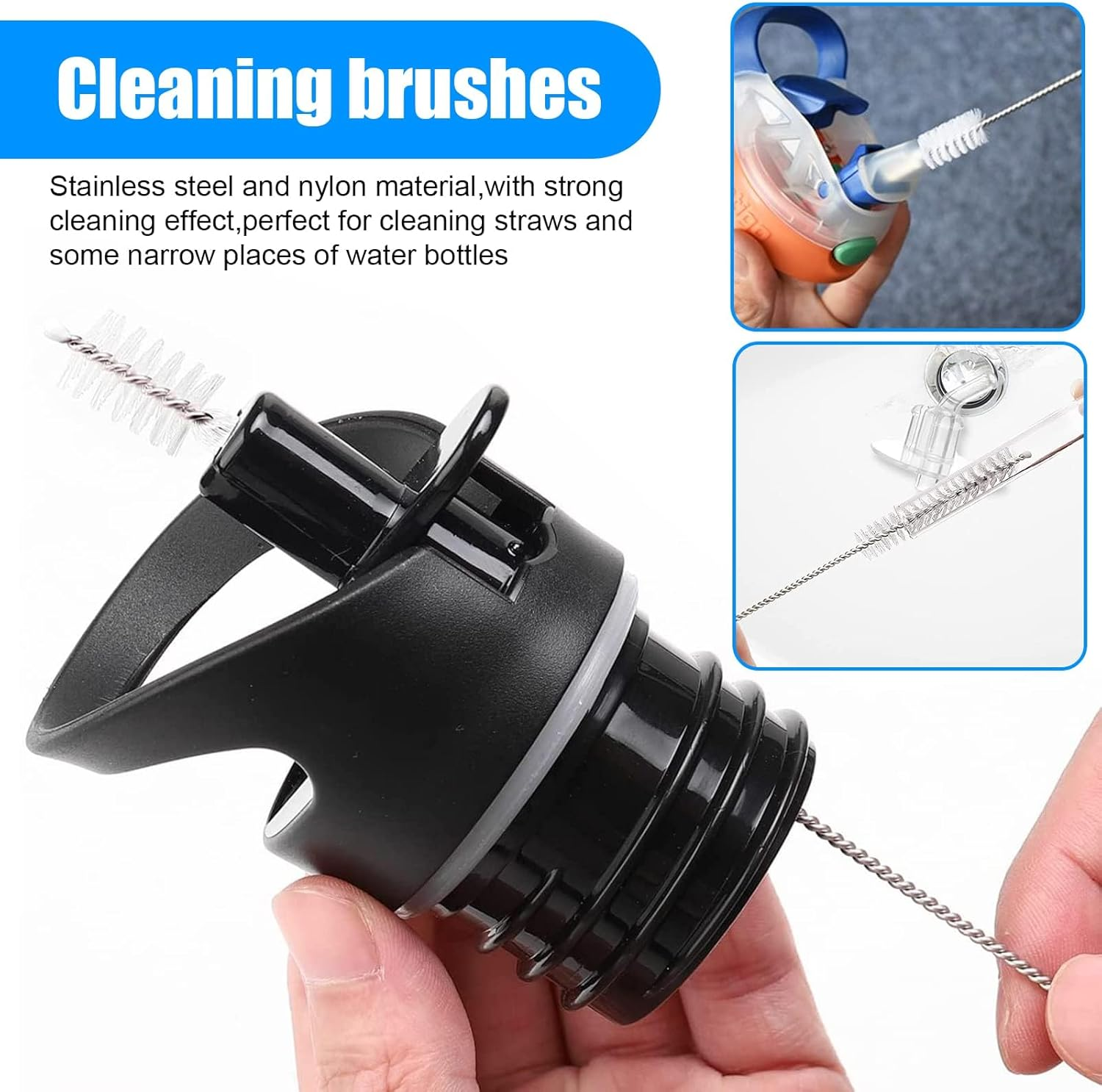 Replacement Straws, 8 Pcs Replacement Straw 1 Pcs Straw Cleaning Brushes for Hydro Flask Wide Mouth Bottle (14, 20, 30, 40Oz)