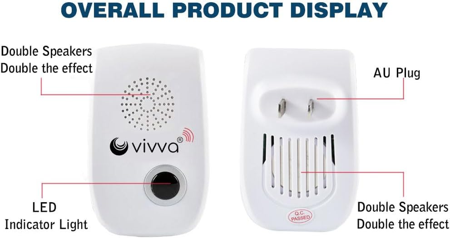 Vivva Ultrasonic Pest Repeller Electronic Plug in Indoor Sonic Repellent Pest Control for Bugs Roaches Insects Mice Spiders Mosquitoes (6)